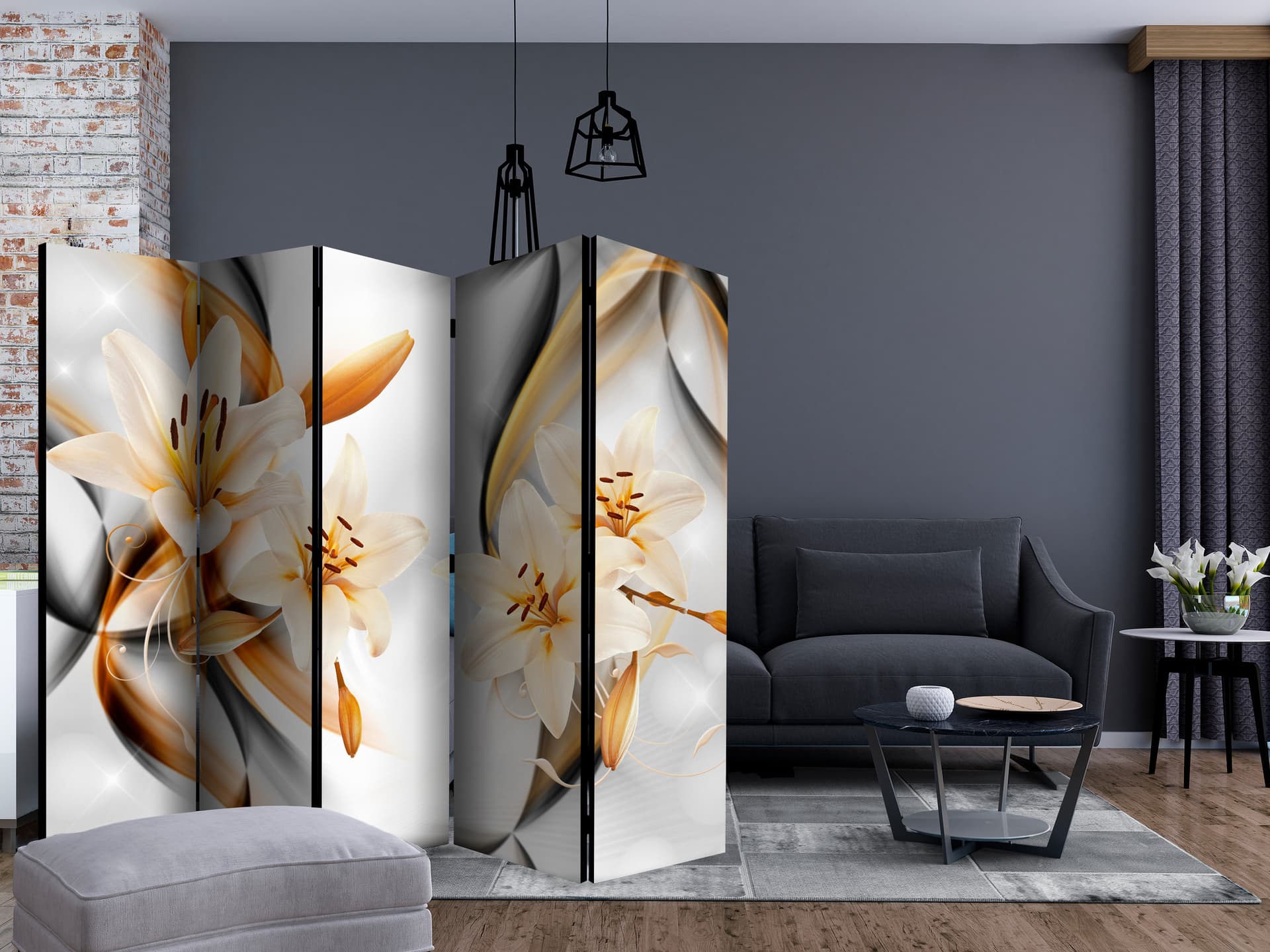

Parawan 5-częściowy - Niewinność lilii II [Room Dividers] (rozmiar 225x172)
