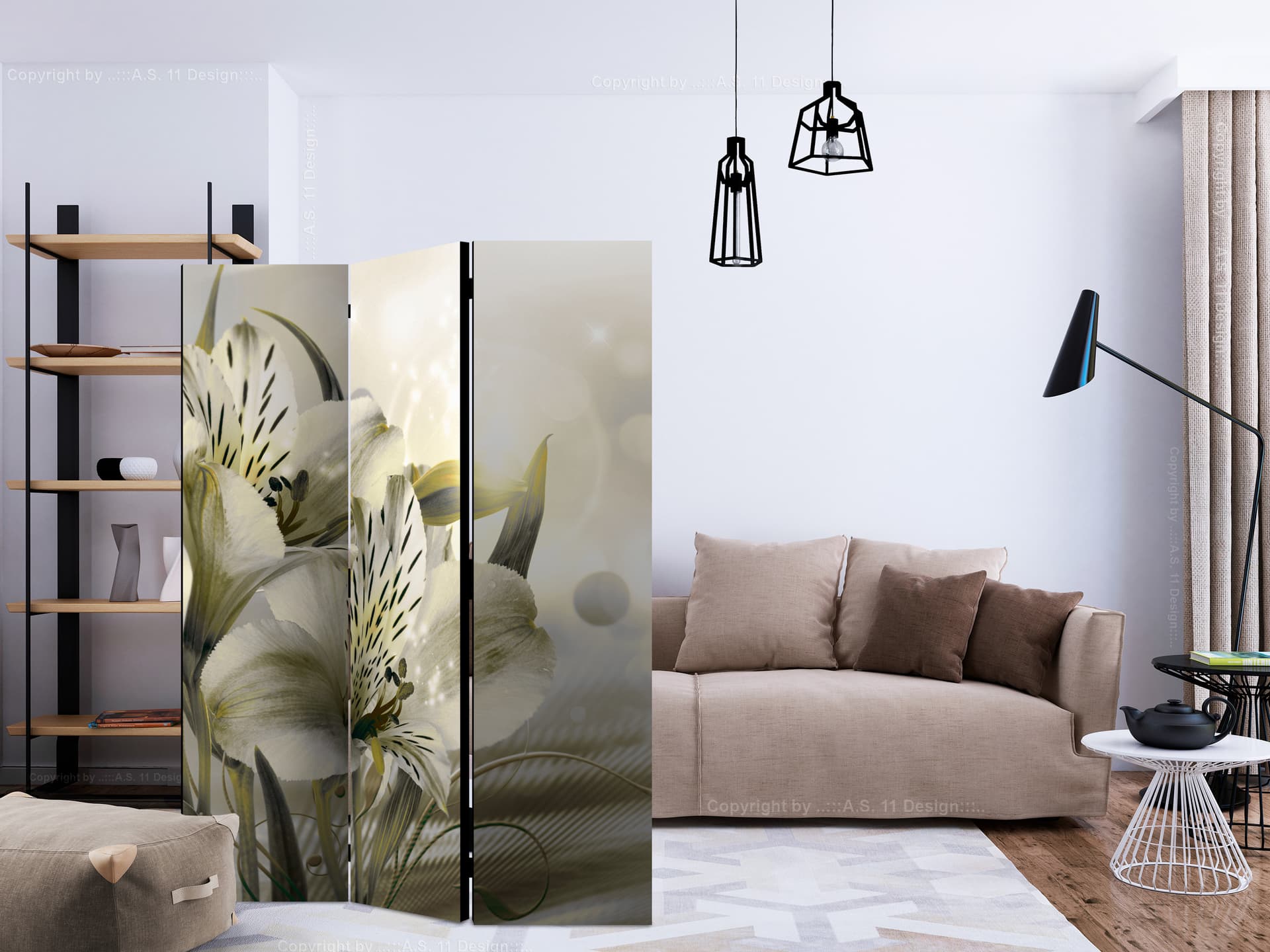 

Parawan 3-częściowy - Zielona jutrzenka [Room Dividers] (rozmiar 135x172)