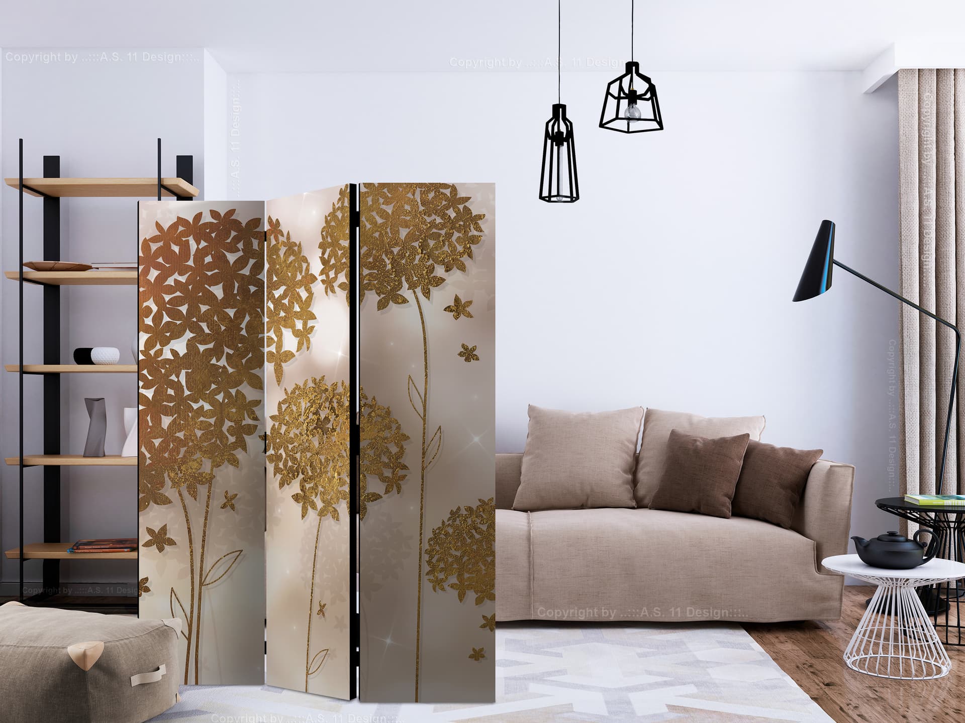 

Parawan 3-częściowy - Złoty ogród [Room Dividers] (rozmiar 135x172)