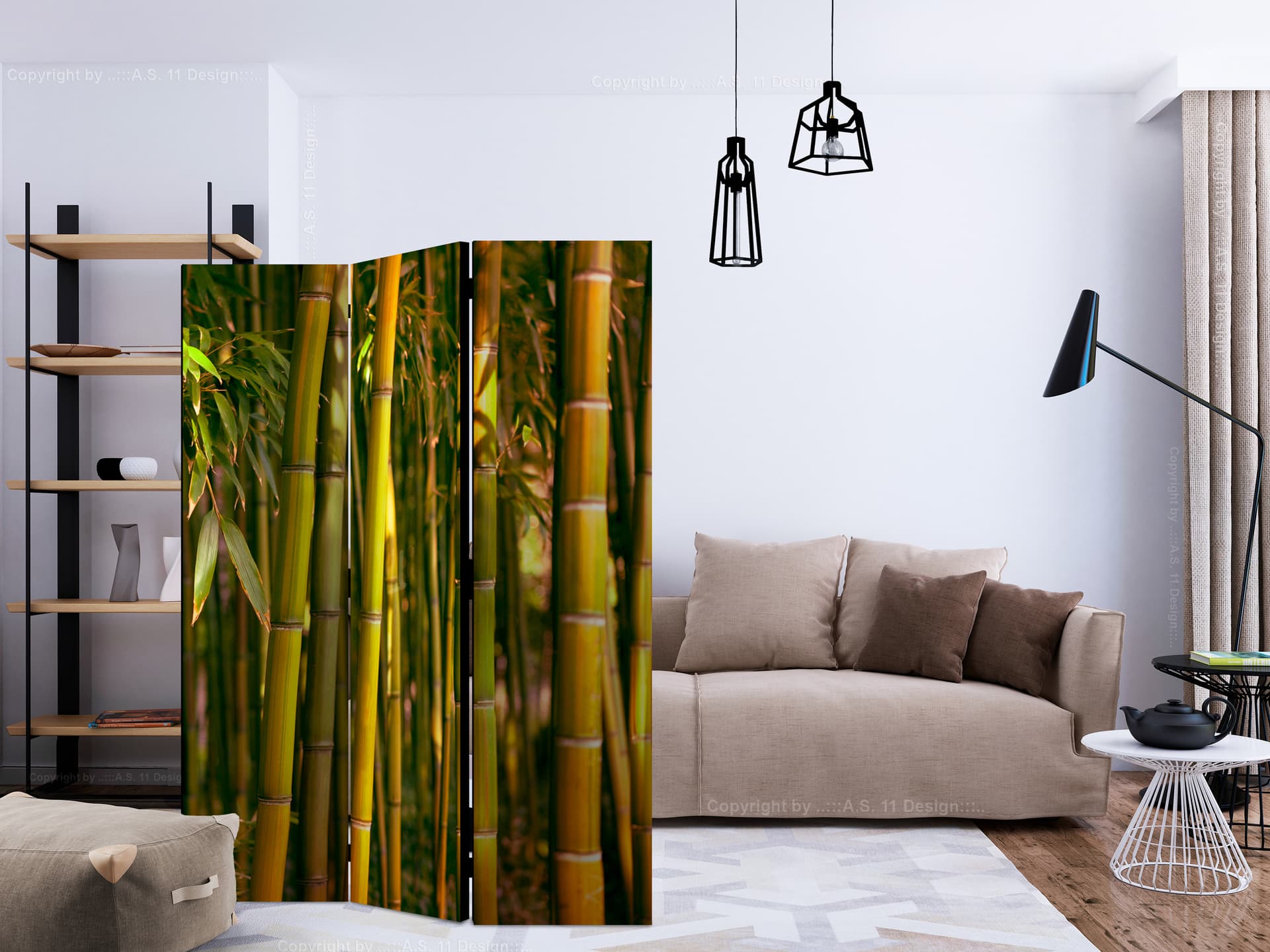 

Parawan 3-częściowy - Las zachodzącego słońca [Room Dividers] (rozmiar 135x172)