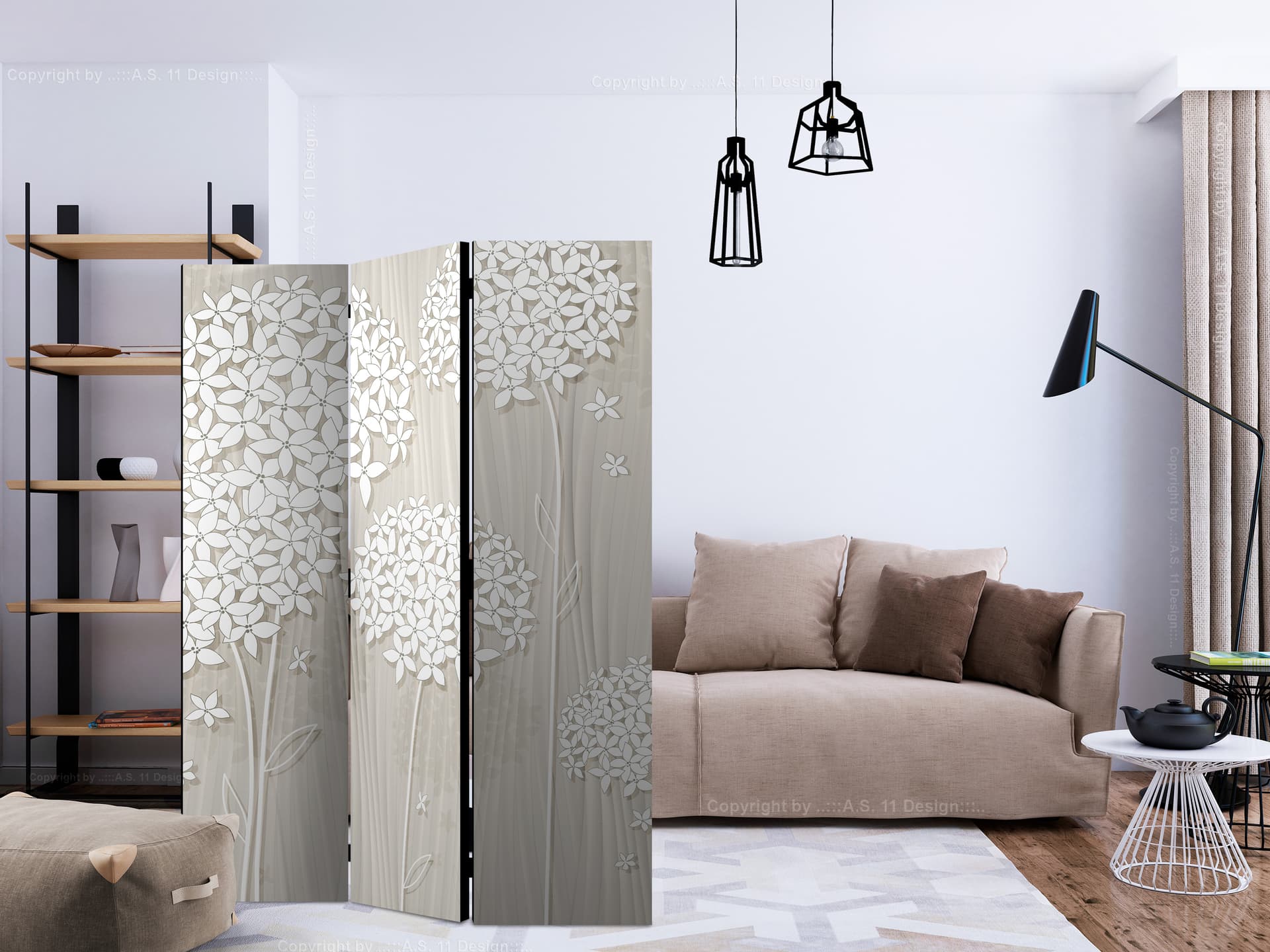 

Parawan 3-częściowy - Kremowa filigranowość [Room Dividers] (rozmiar 135x172)