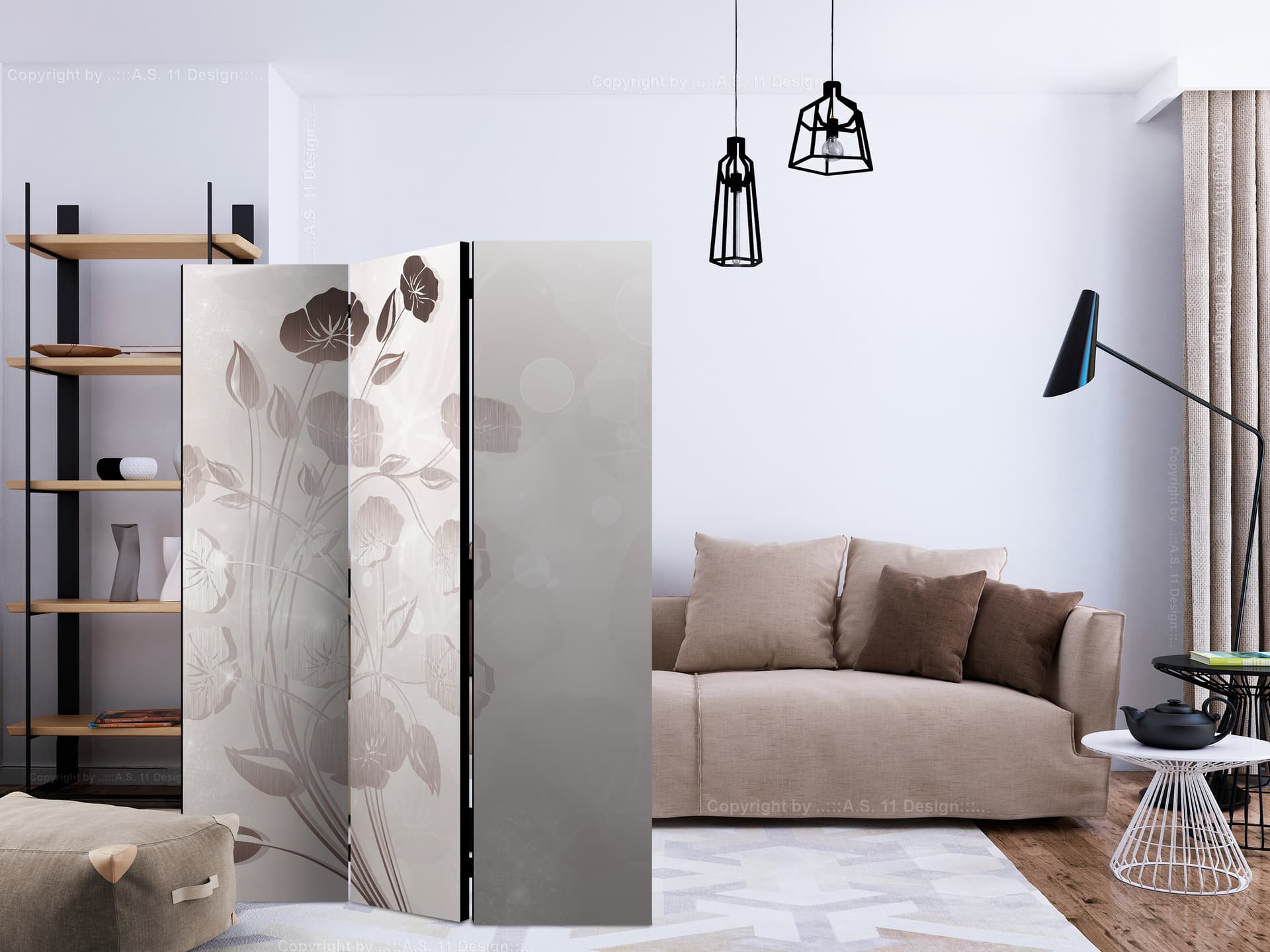 

Parawan 3-częściowy - Delikatność kwiatów [Room Dividers] (rozmiar 135x172)