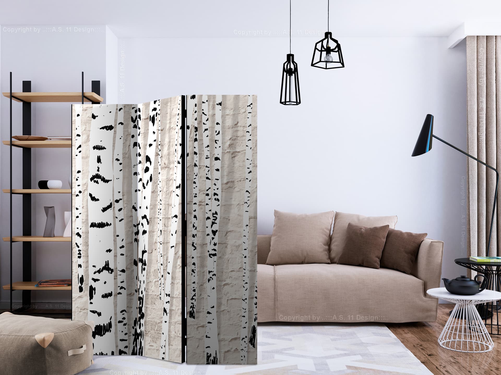 

Parawan 3-częściowy - Brzozowy gaj [Room Dividers] (rozmiar 135x172)