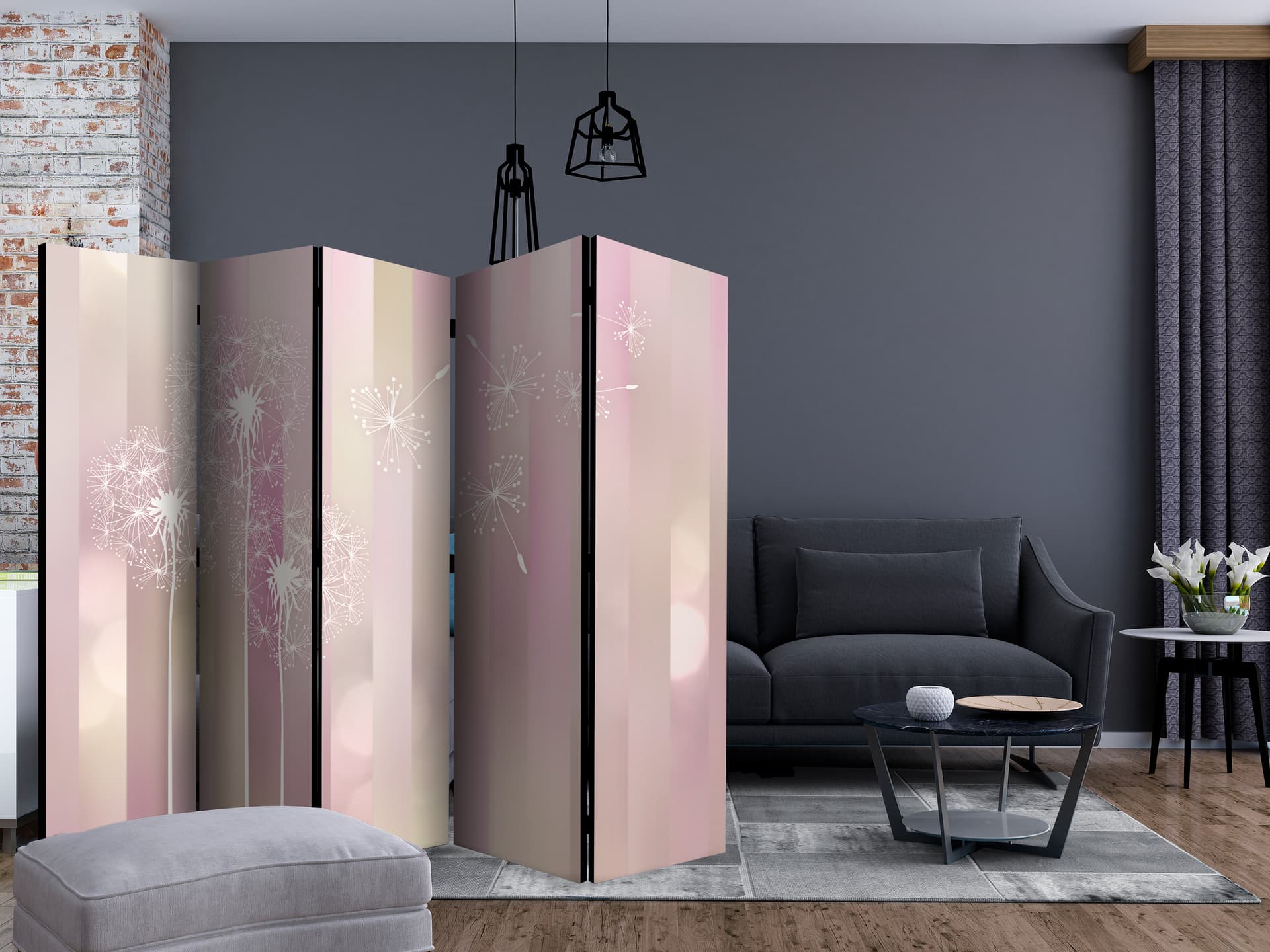 

Parawan 5-częściowy - Ogród łagodności II [Room Dividers] (rozmiar 225x172)