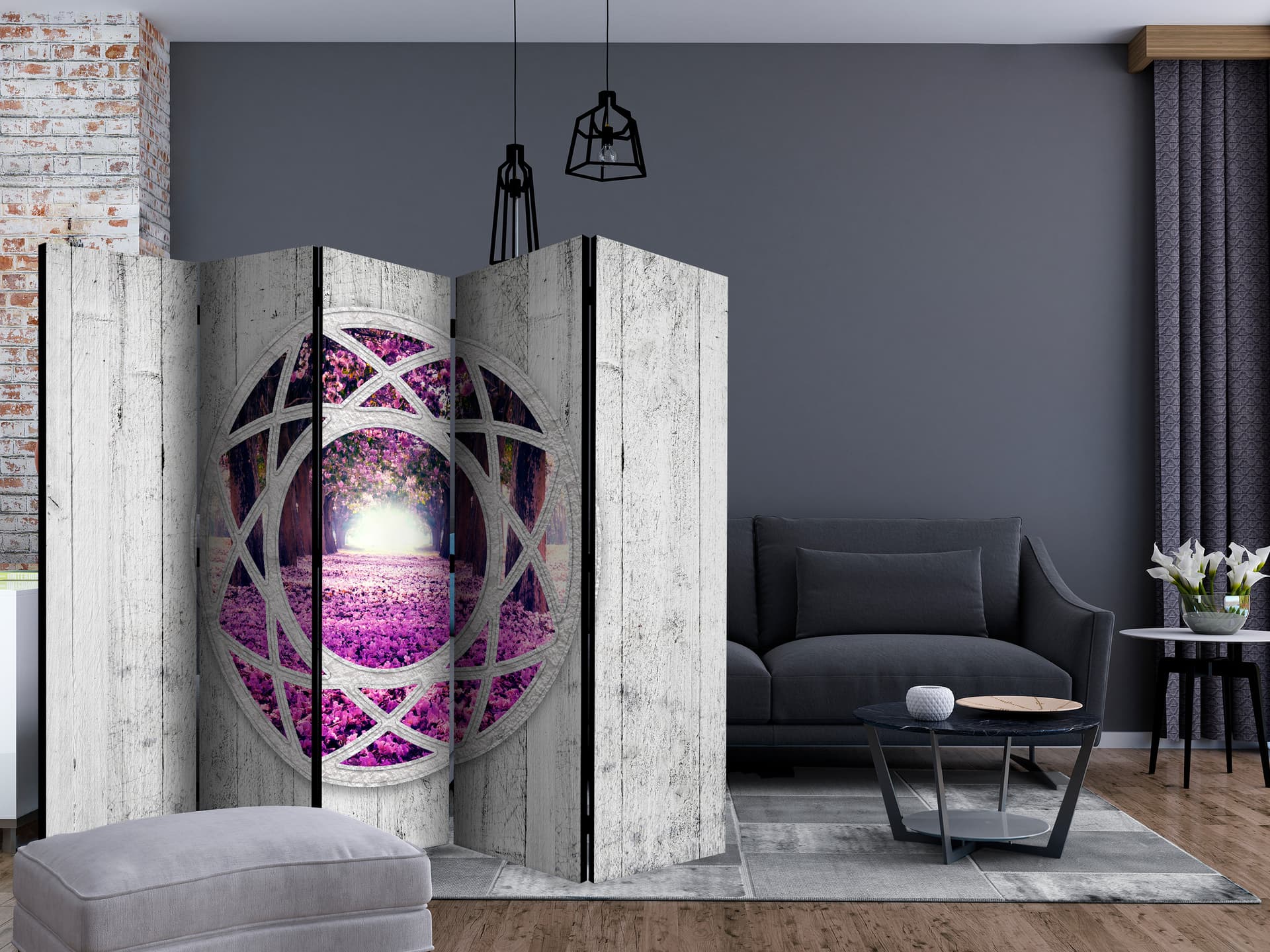 

Parawan 5-częściowy - Fuksjowy pejzaż II [Room Dividers] (rozmiar 225x172)