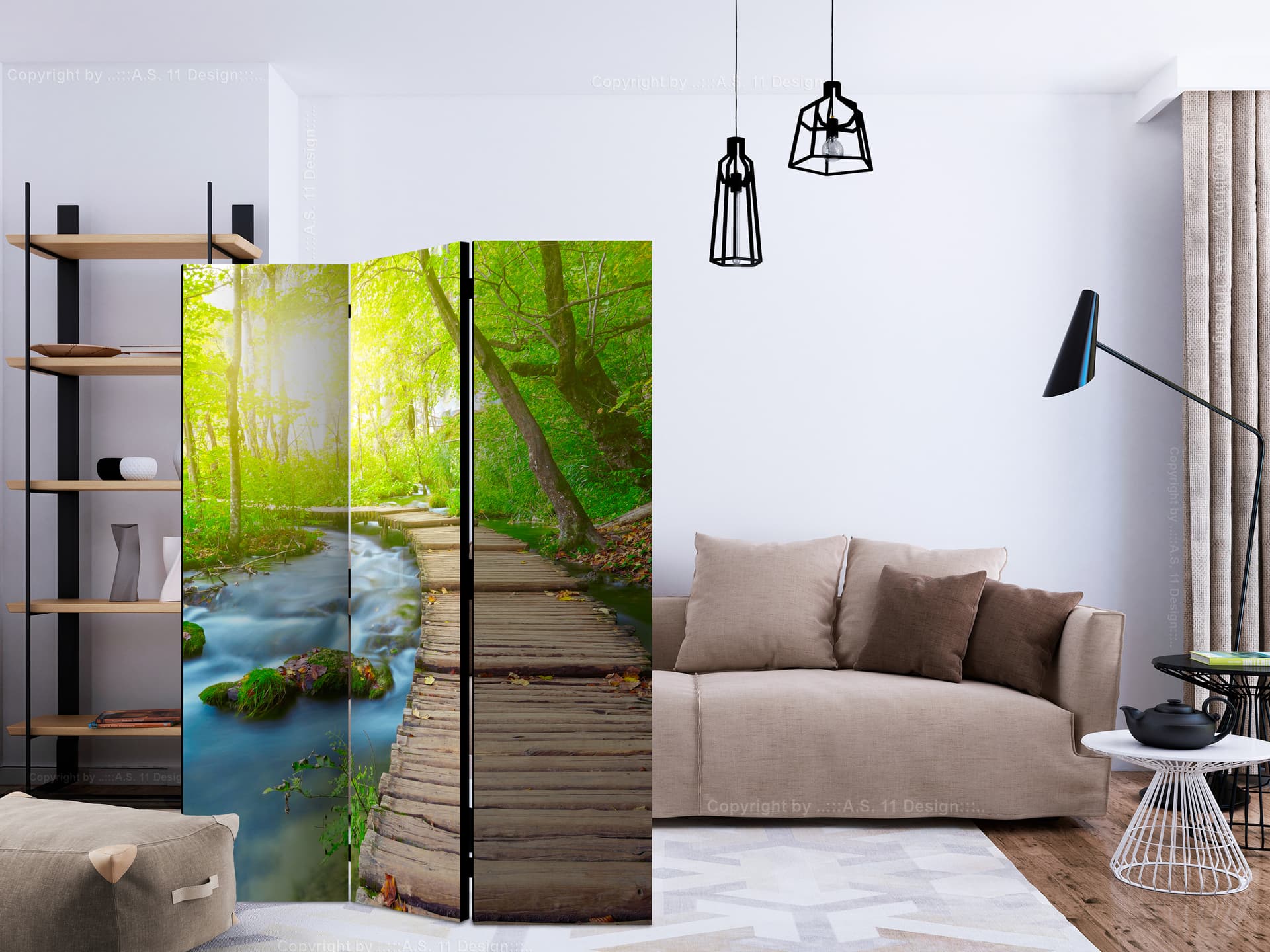 

Parawan 3-częściowy - Zielony las [Room Dividers] (rozmiar 135x172)