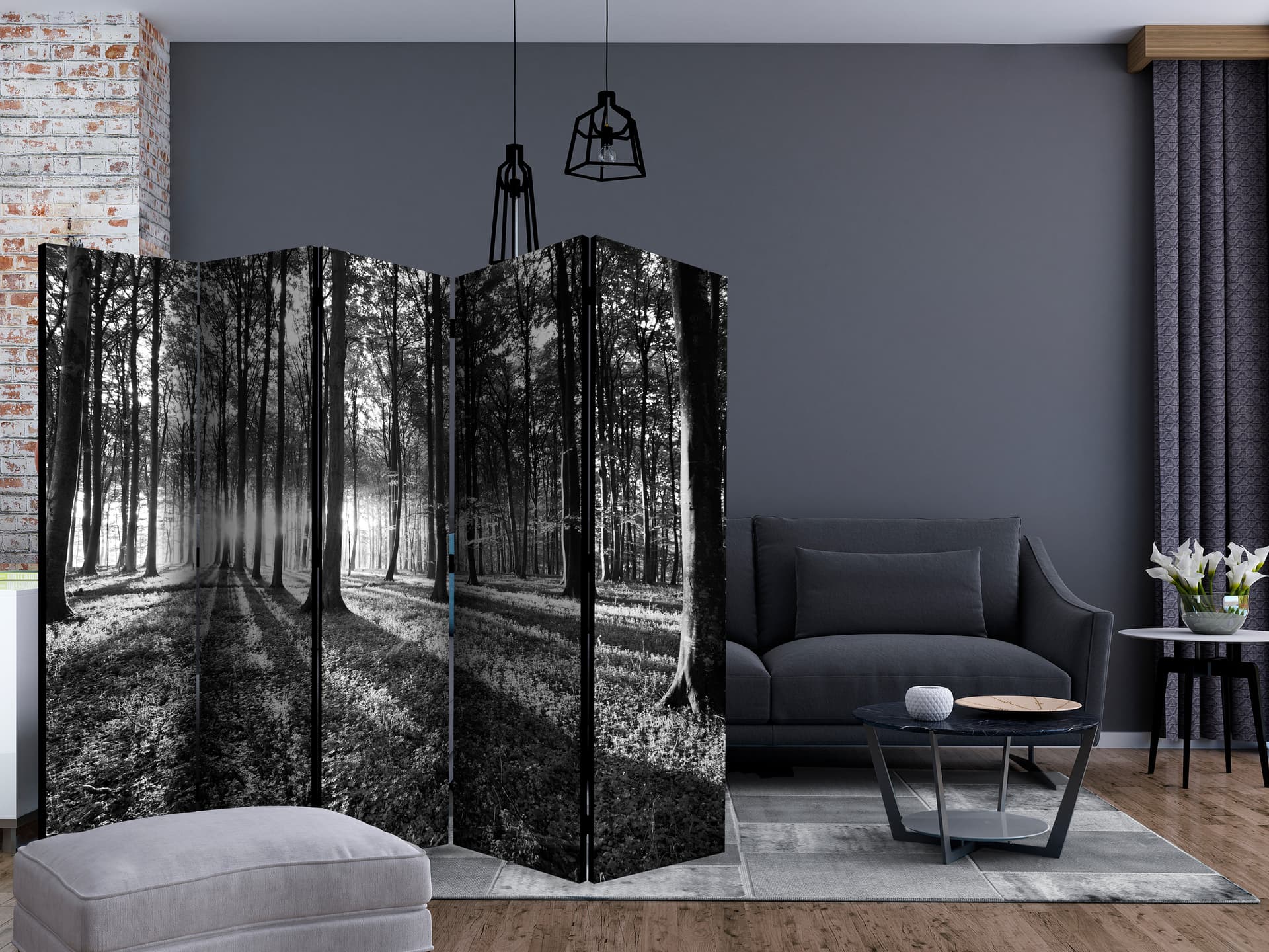 

Parawan 5-częściowy - Szara puszcza II [Room Dividers] (rozmiar 225x172)