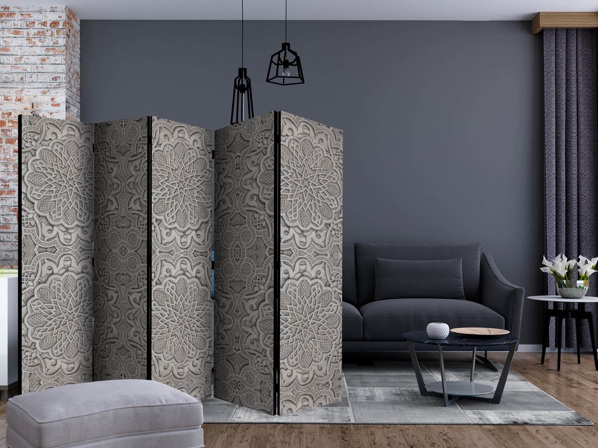 

Parawan 5-częściowy - Orientalny ornament II [Room Dividers] (rozmiar 225x172)