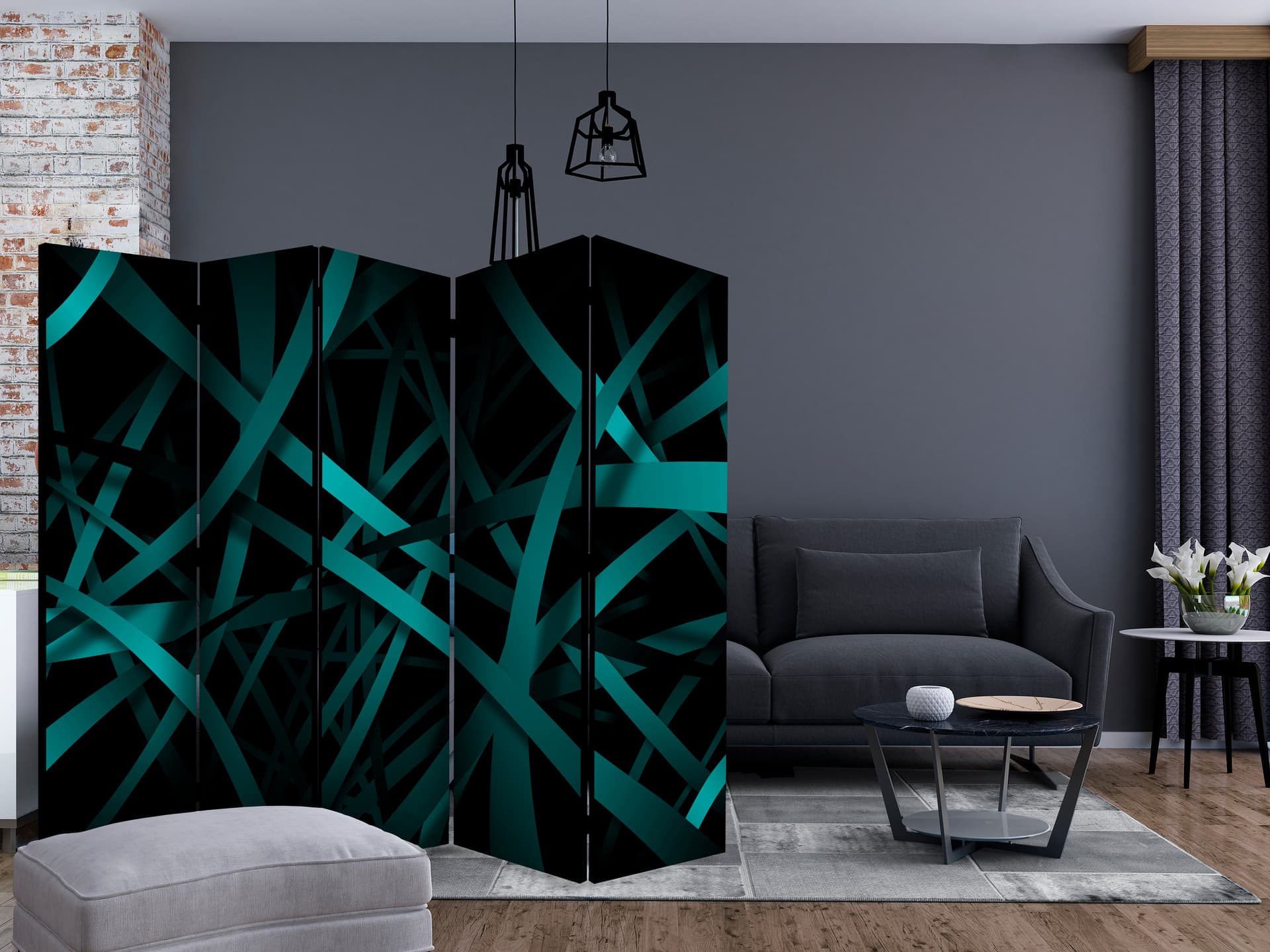 

Parawan 5-częściowy - Ciemne tło II [Room Dividers] (rozmiar 225x172)
