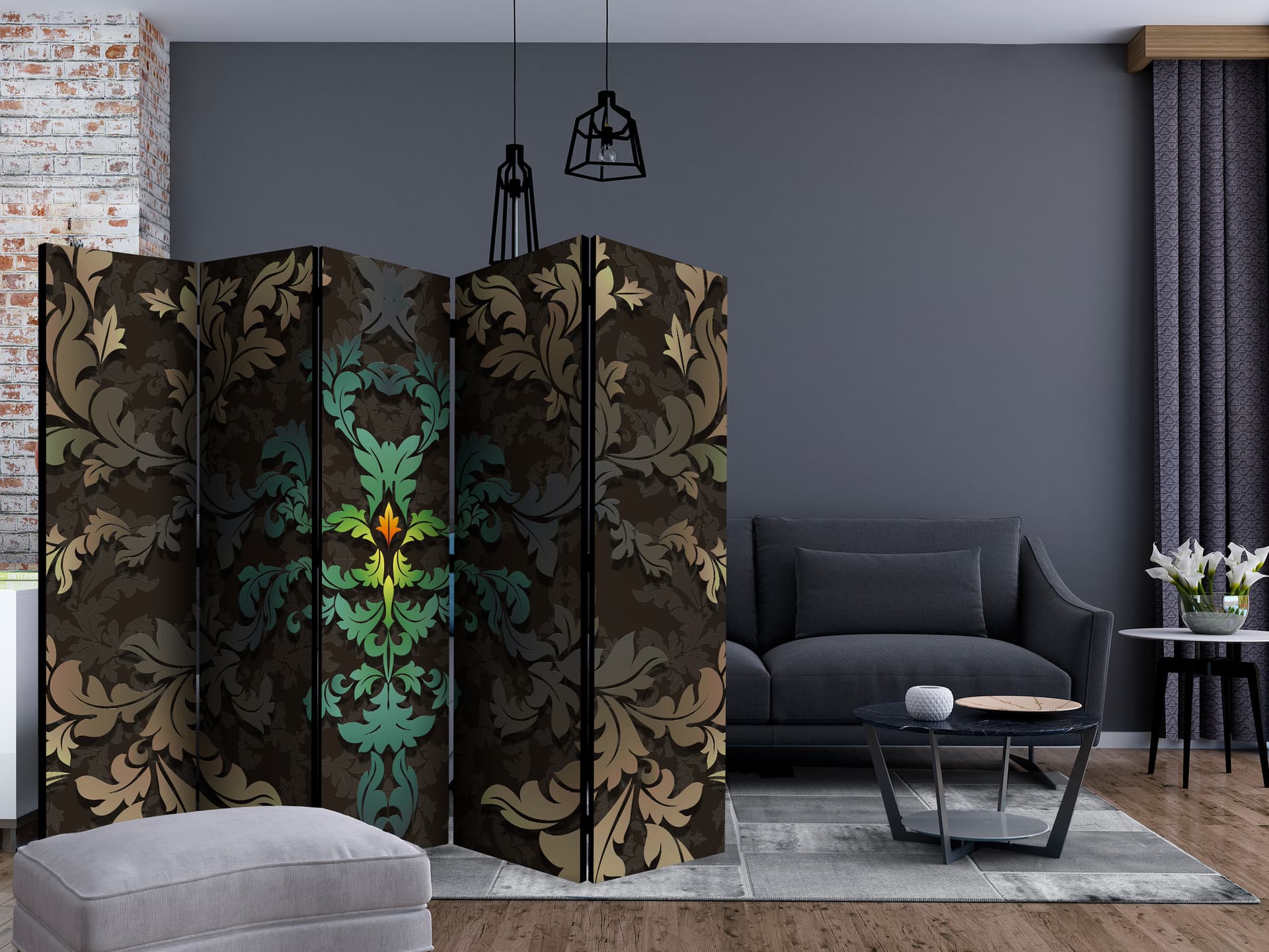 

Parawan 5-częściowy - Tańczące liście II [Room Dividers] (rozmiar 225x172)