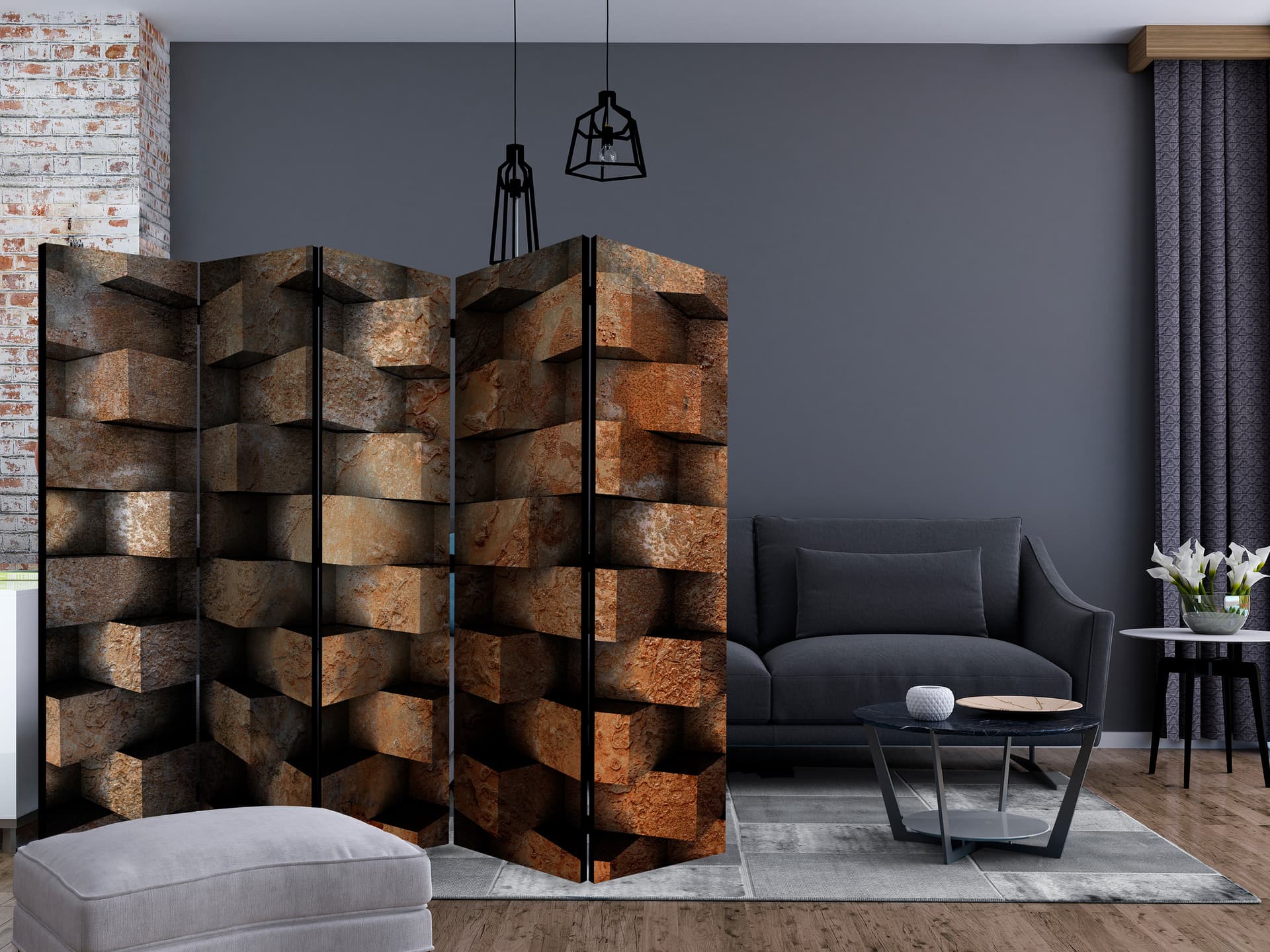 

Parawan 5-częściowy - Ceglana plecionka II [Room Dividers] (rozmiar 225x172)