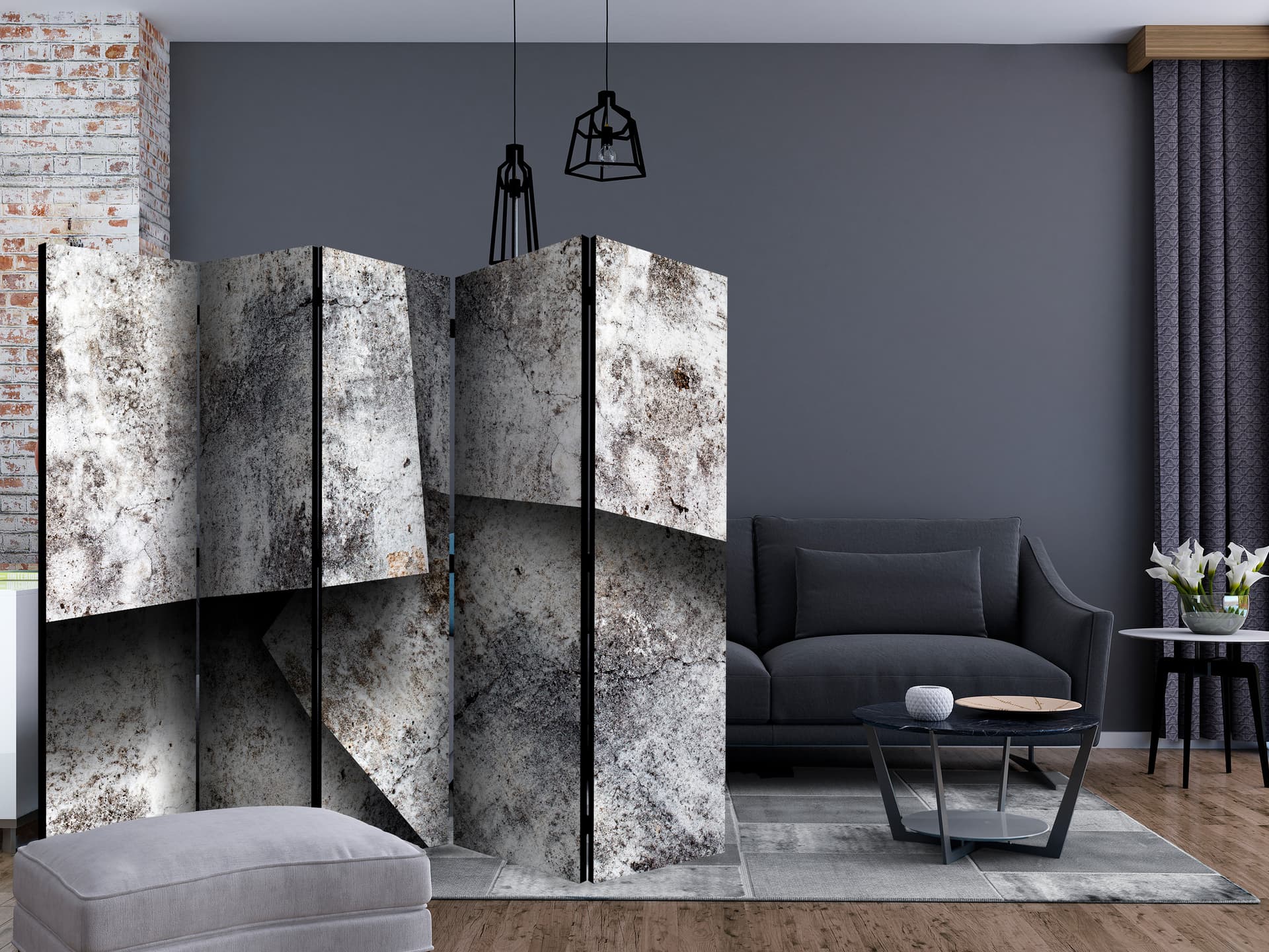 

Parawan 5-częściowy - Betonowe karty II [Room Dividers] (rozmiar 225x172)