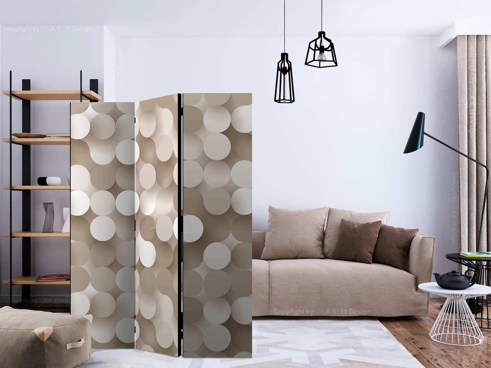 

Parawan 3-częściowy - Złota sieć [Room Dividers] (rozmiar 135x172)