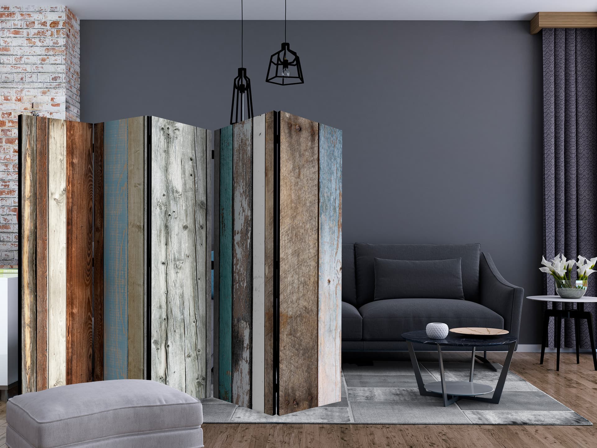 

Parawan 5-częściowy - Ułożone kolory II [Room Dividers] (rozmiar 225x172)
