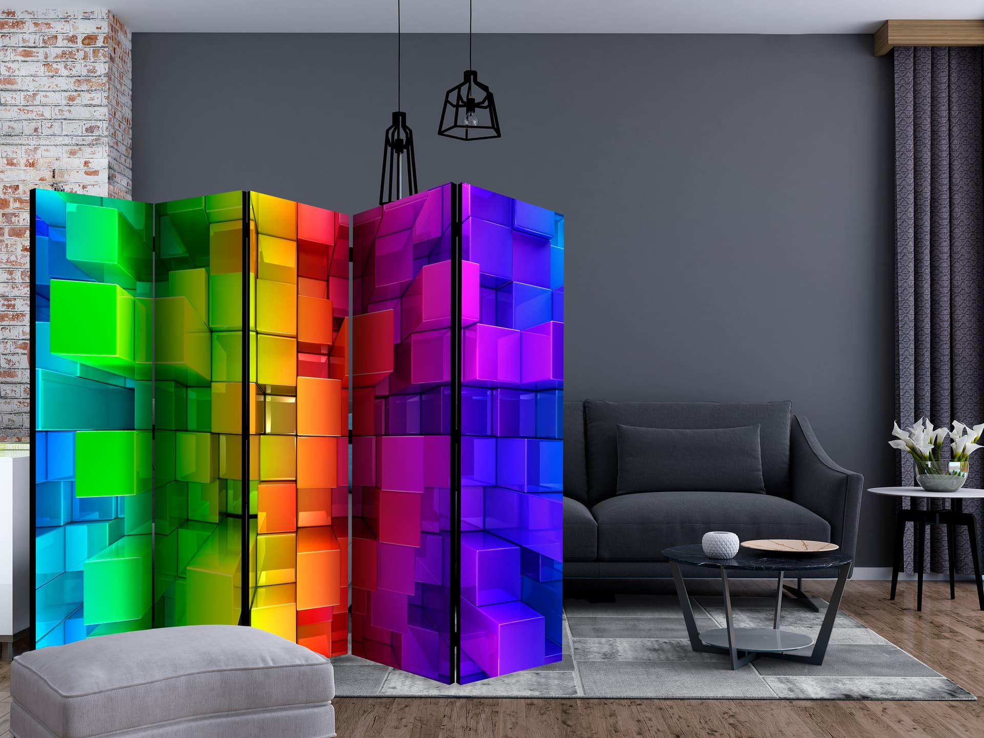 

Parawan 5-częściowy - Kolorowa układanka II [Room Dividers] (rozmiar 225x172)