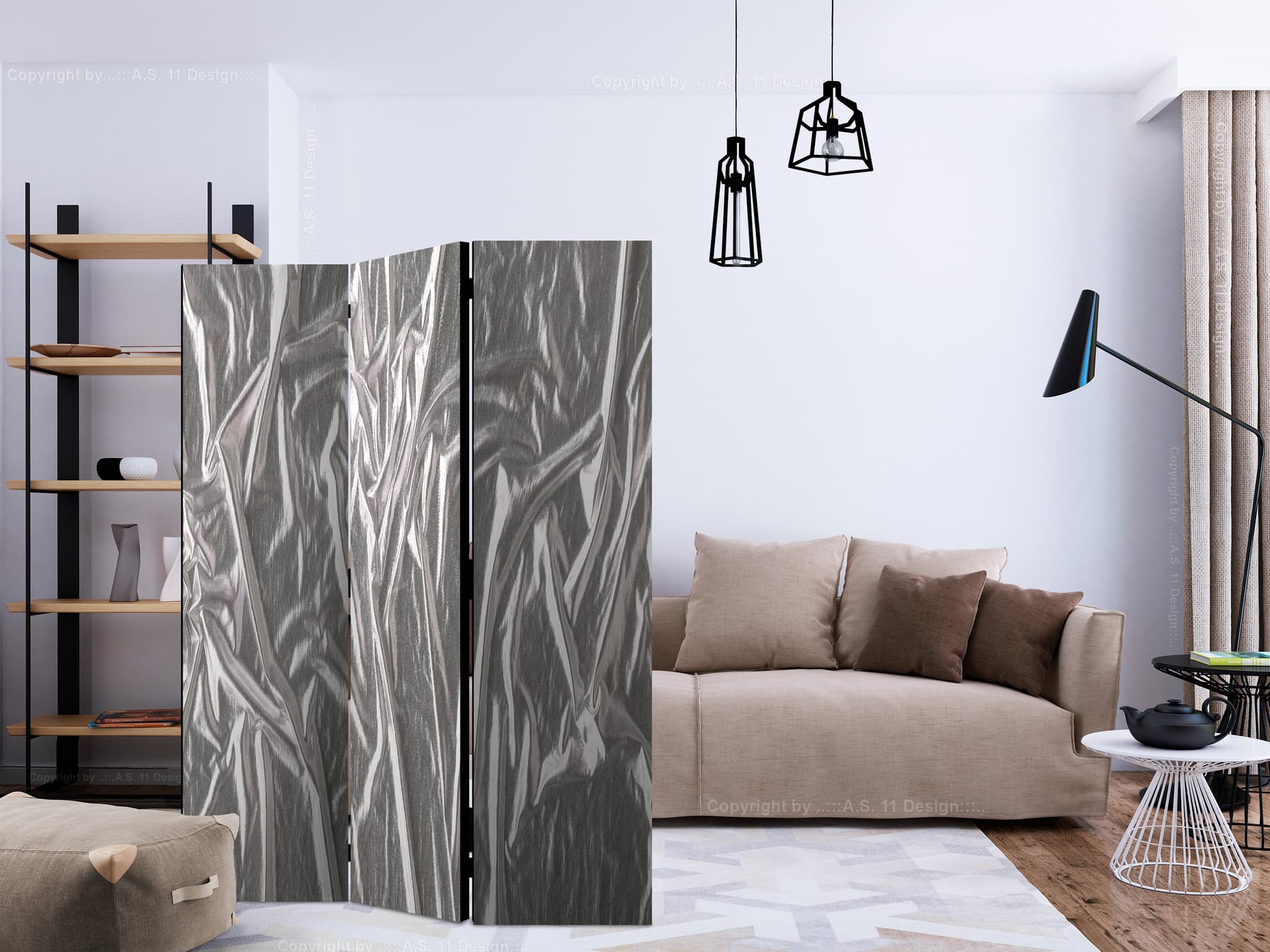 

Parawan 3-częściowy - Szlachetne srebro [Room Dividers] (rozmiar 135x172)