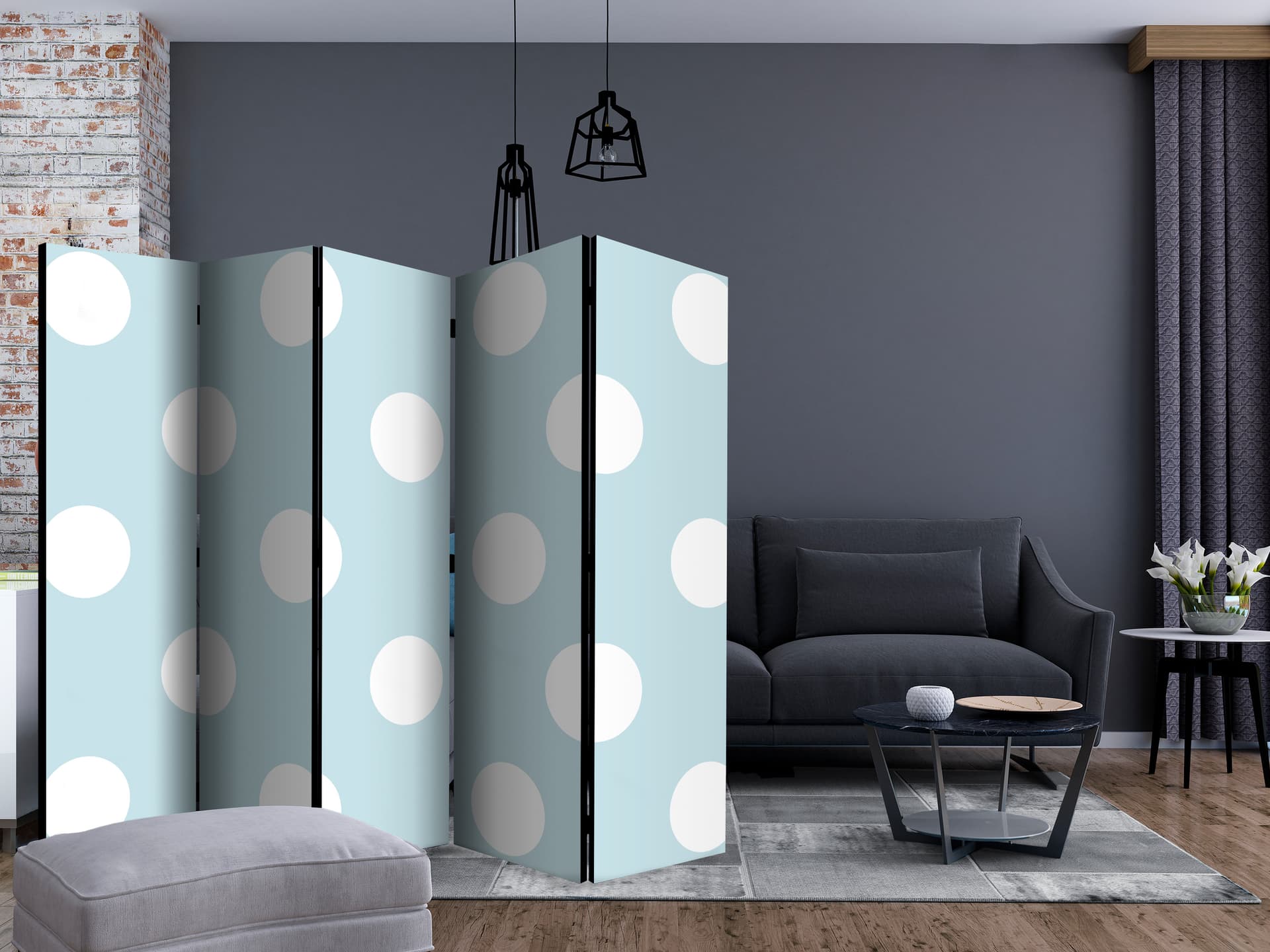 

Parawan 5-częściowy - Niebieska słodycz II [Room Dividers] (rozmiar 225x172)