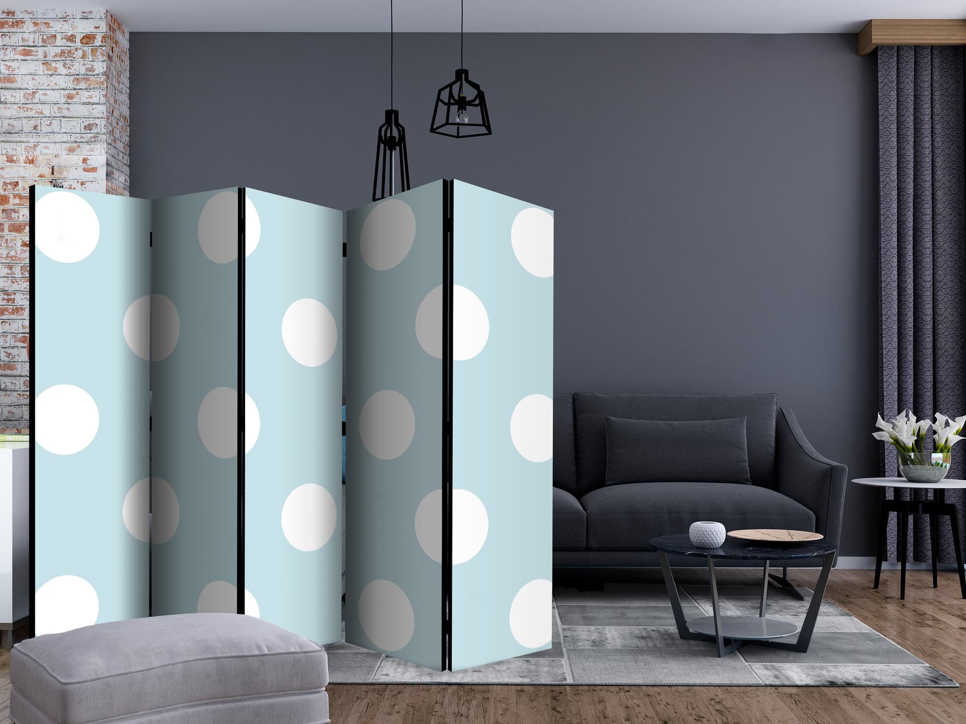 

Parawan 5-częściowy - Niebieska słodycz II [Room Dividers] (rozmiar 225x172)