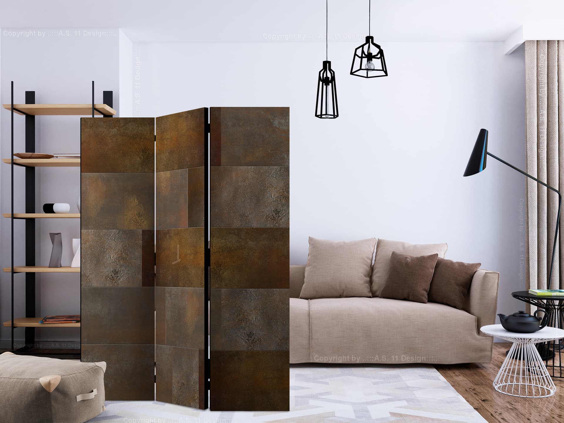 

Parawan 3-częściowy - Złota kaskada [Room Dividers] (rozmiar 135x172)