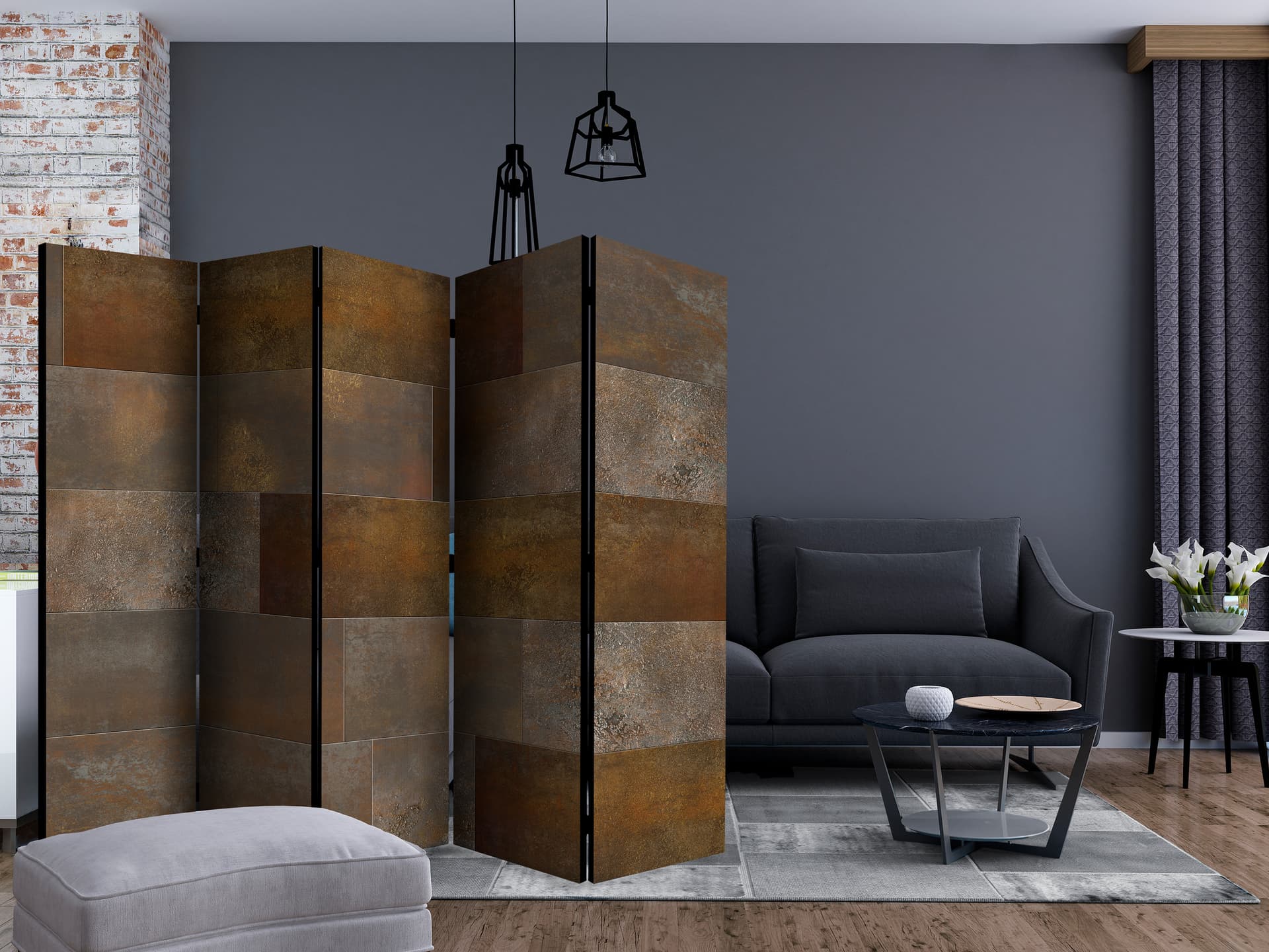 

Parawan 5-częściowy - Złota kaskada II [Room Dividers] (rozmiar 225x172)