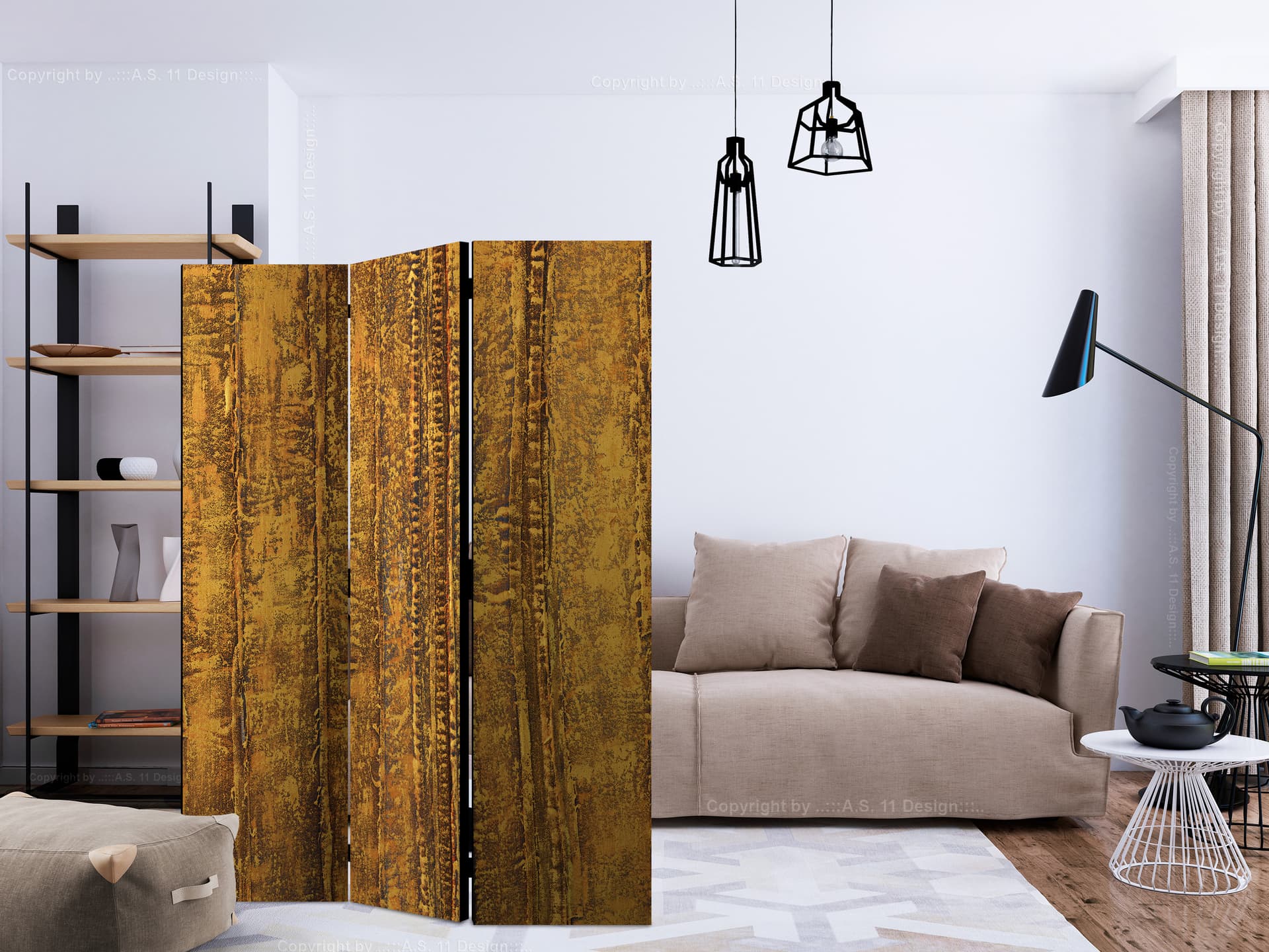 

Parawan 3-częściowy - Złota komnata [Room Dividers] (rozmiar 135x172)
