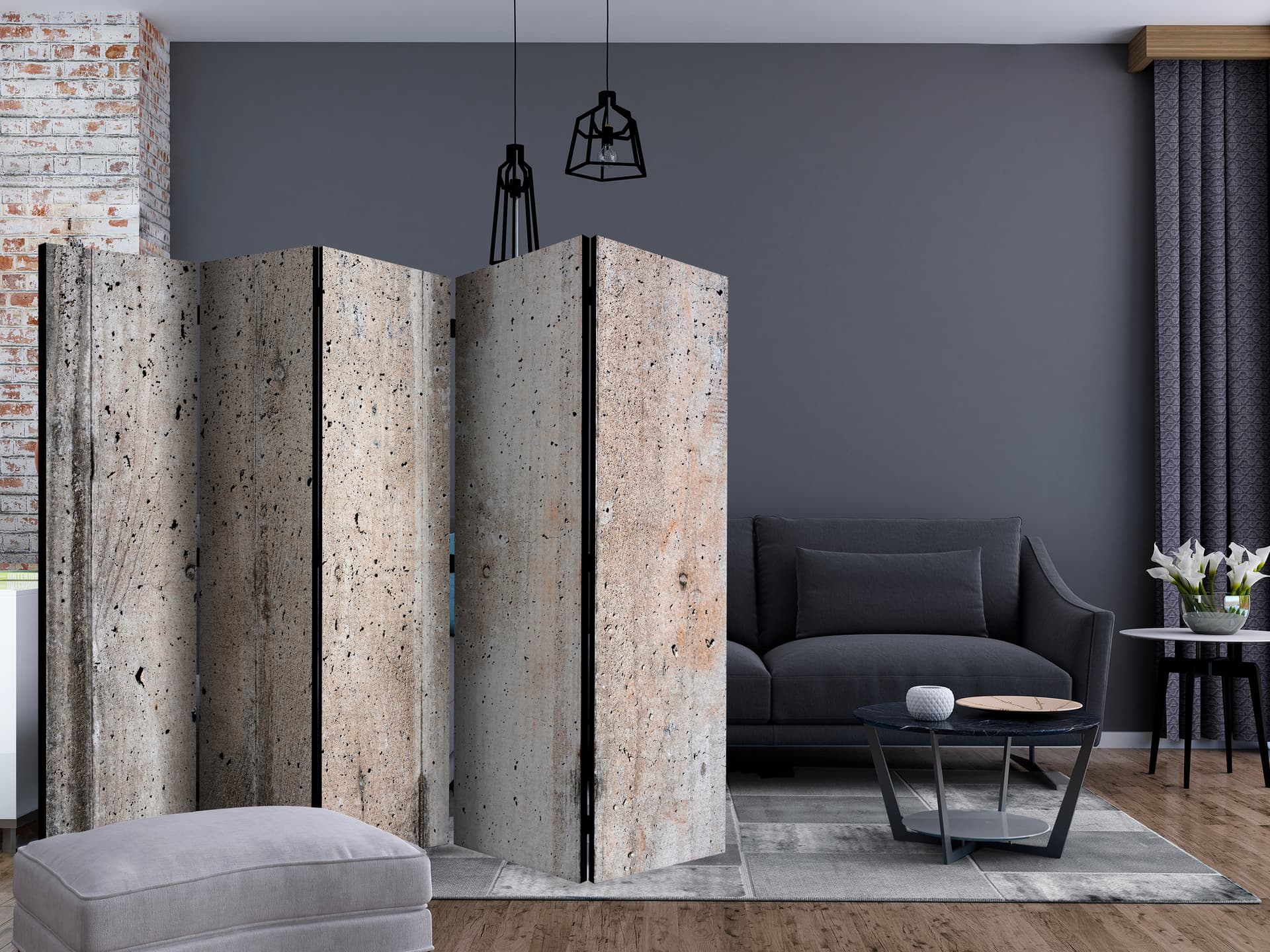 

Parawan 5-częściowy - Stary beton II [Room Dividers] (rozmiar 225x172)
