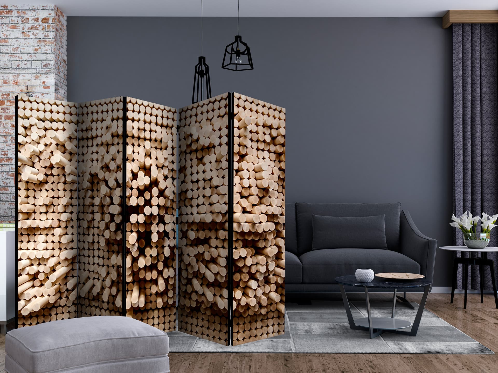

Parawan 5-częściowy - Układanka z patyczków II [Room Dividers] (rozmiar 225x172)