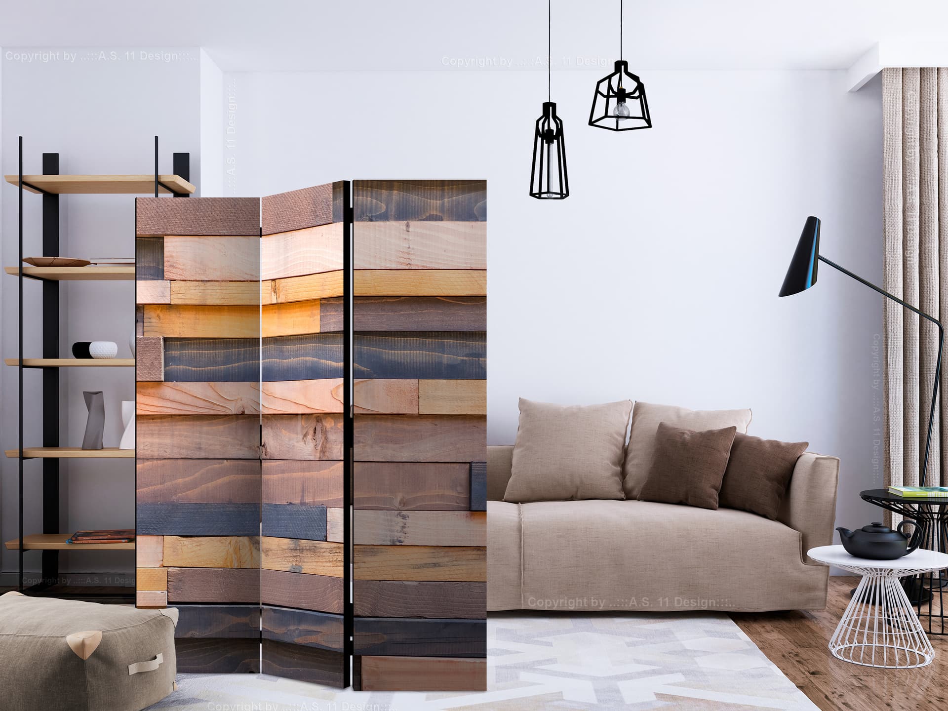 

Parawan 3-częściowy - Drewniany zamek [Room Dividers] (rozmiar 135x172)