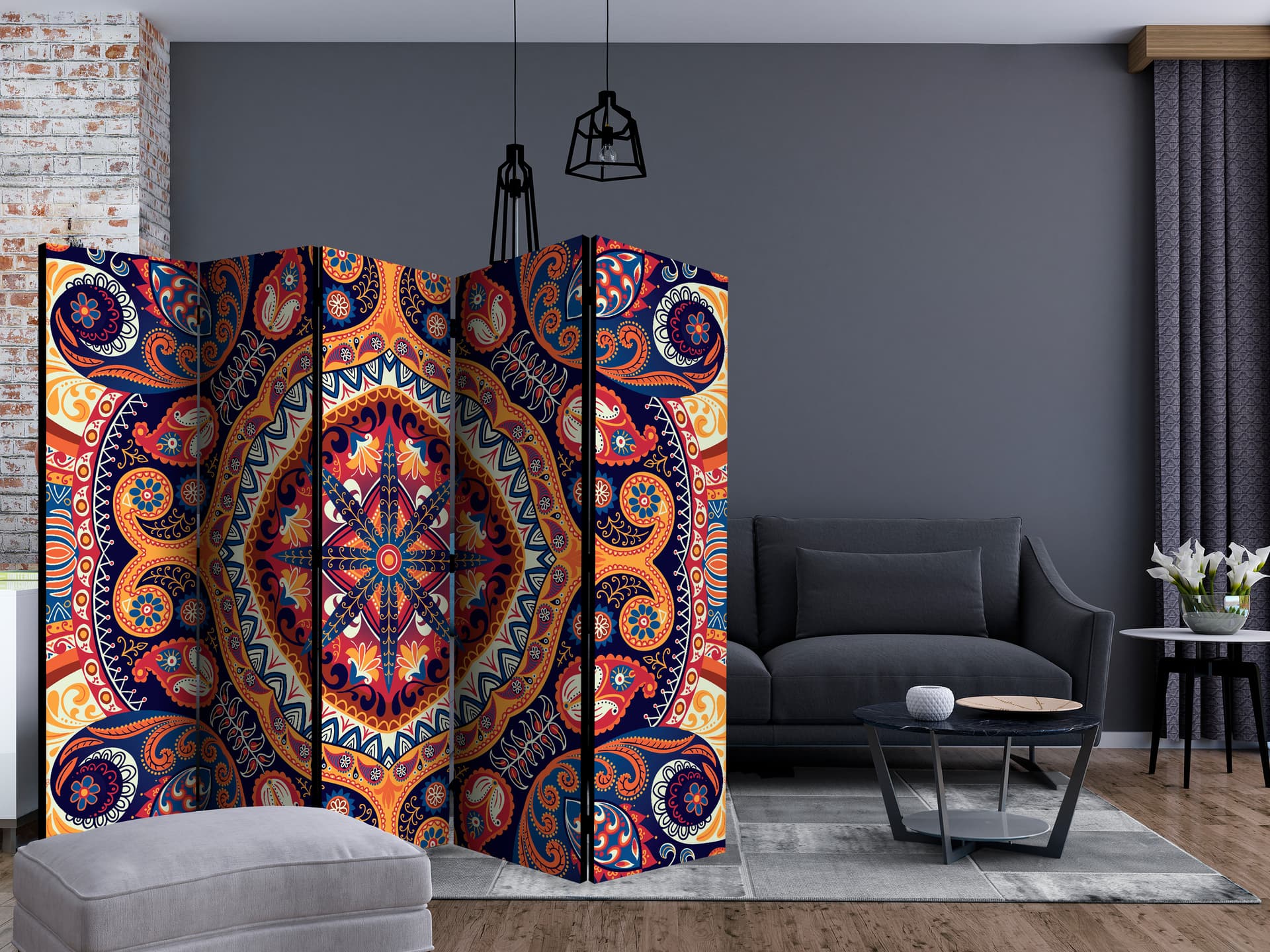 

Parawan 5-częściowy - Egzotyczna mozaika II [Room Dividers] (rozmiar 225x172)