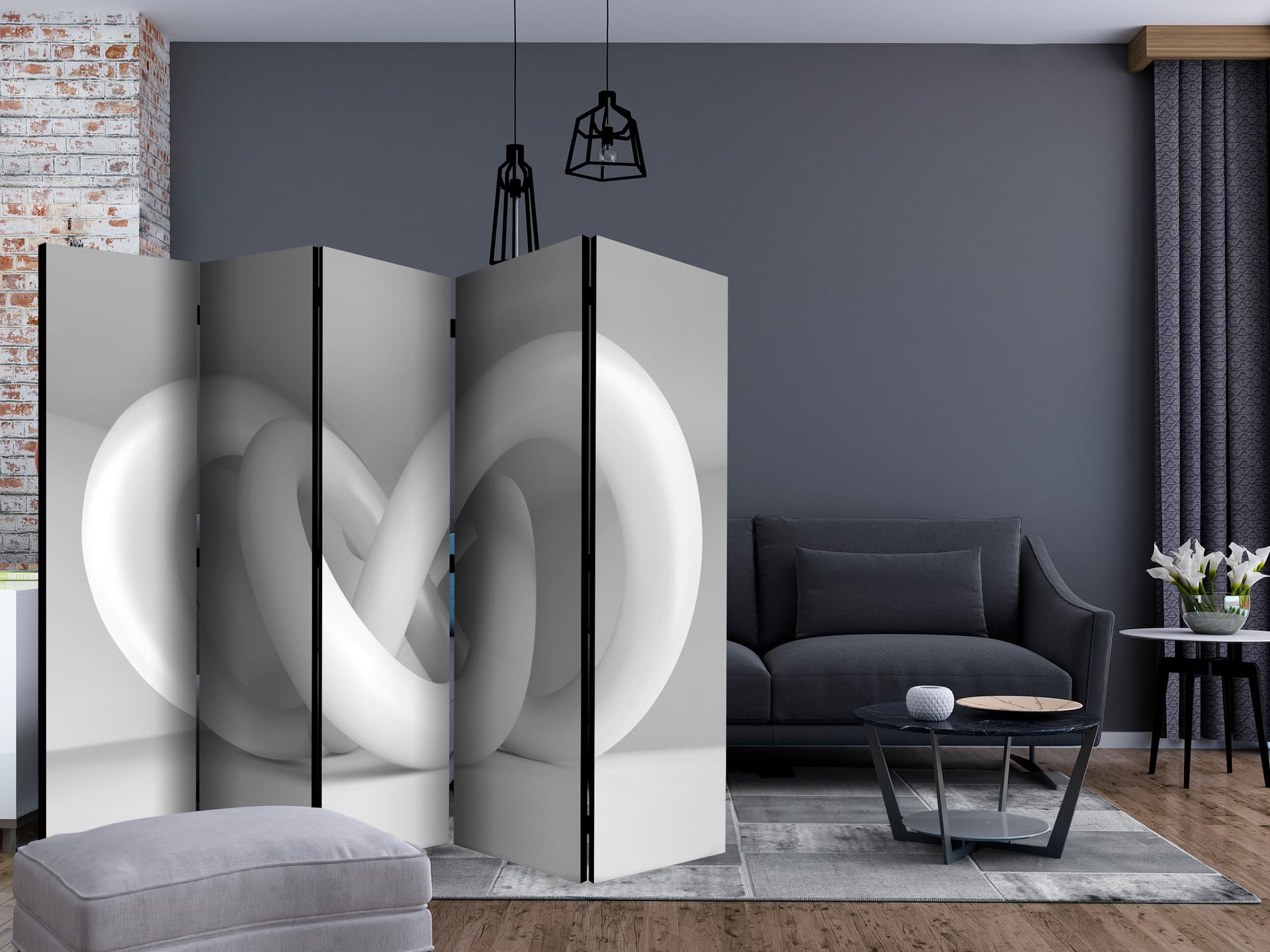 

Parawan 5-częściowy - Biały splot II [Room Dividers] (rozmiar 225x172)