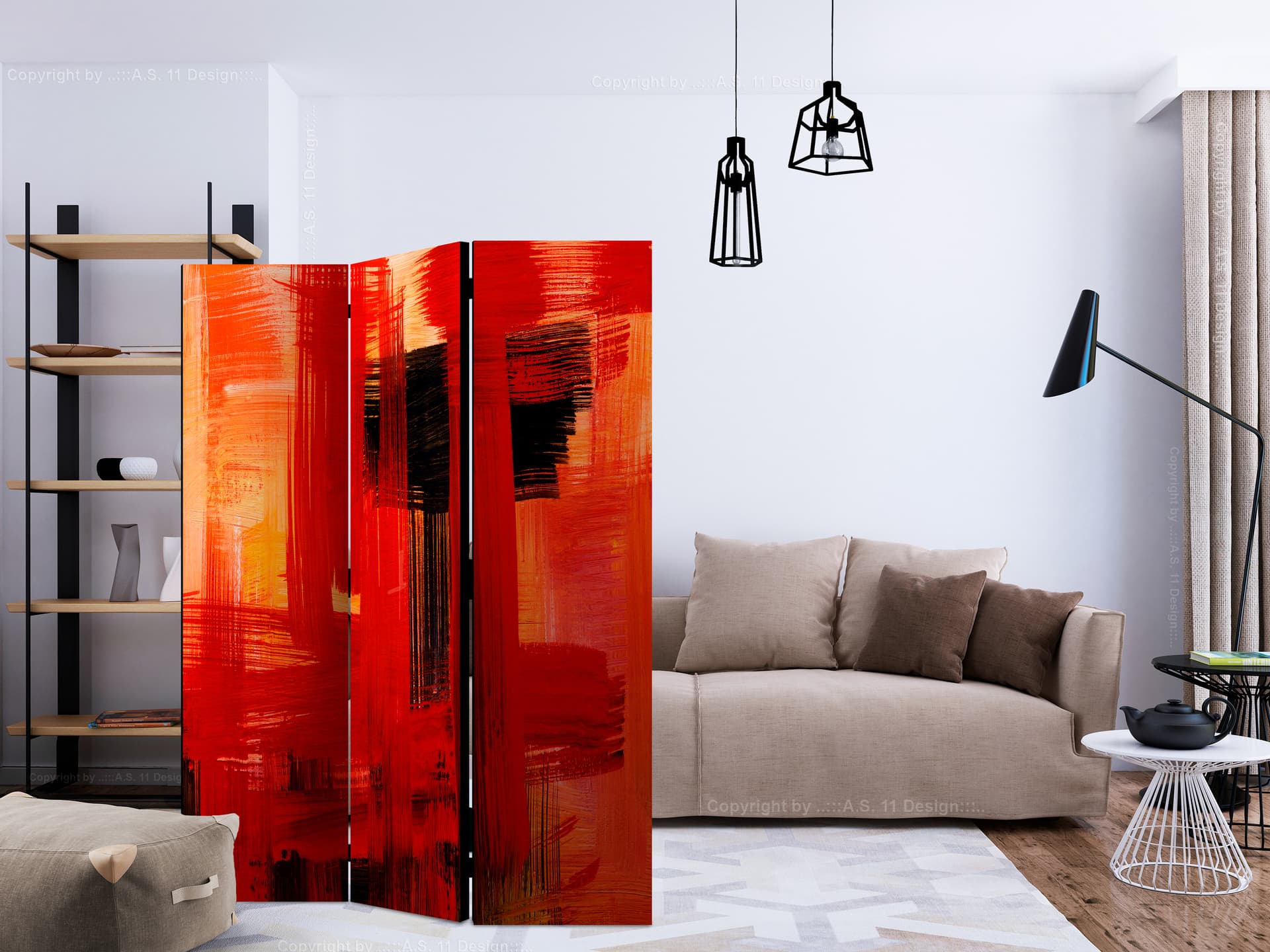 

Parawan 3-częściowy - Karmazynowe więzienie [Room Dividers] (rozmiar 135x172)