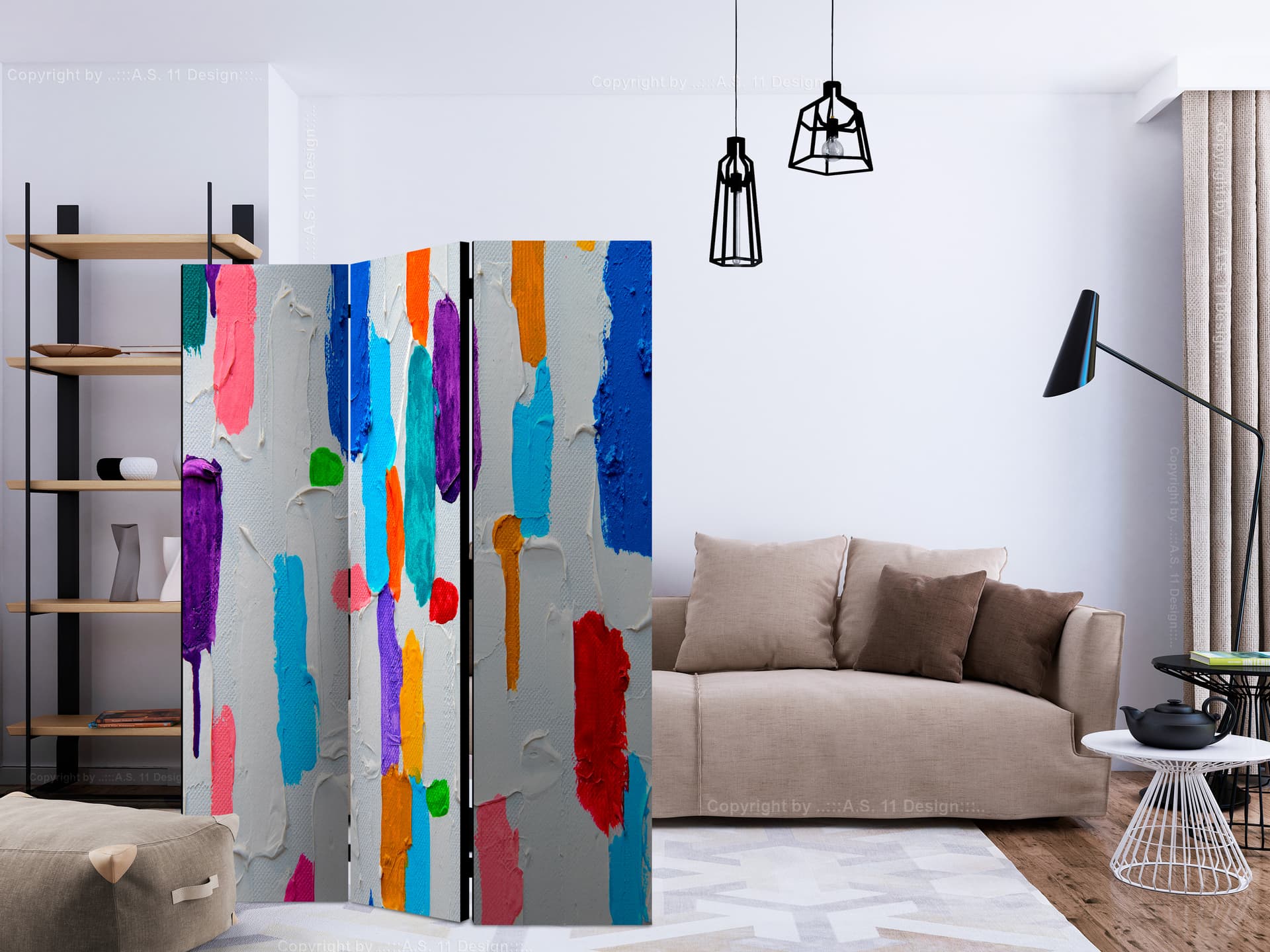 

Parawan 3-częściowy - Swatanie kolorów [Room Dividers] (rozmiar 135x172)