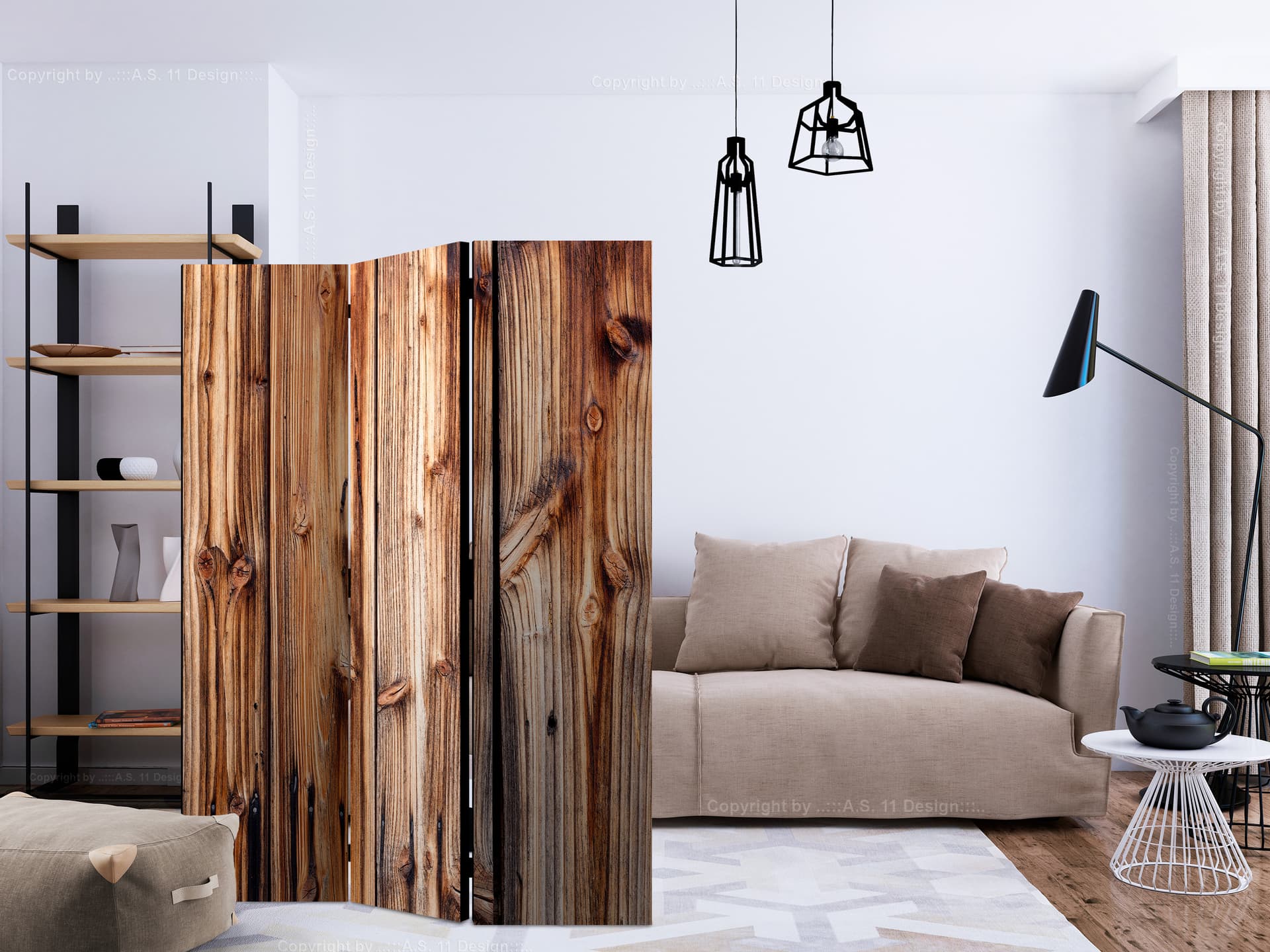 

Parawan 3-częściowy - Drewniana komnata [Room Dividers] (rozmiar 135x172)
