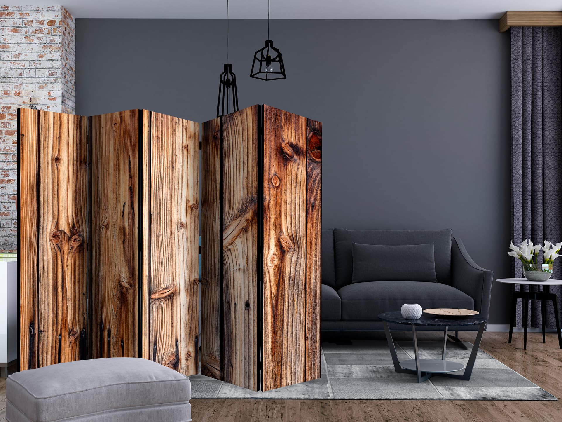 

Parawan 5-częściowy - Drewniana komnata II [Room Dividers] (rozmiar 225x172)
