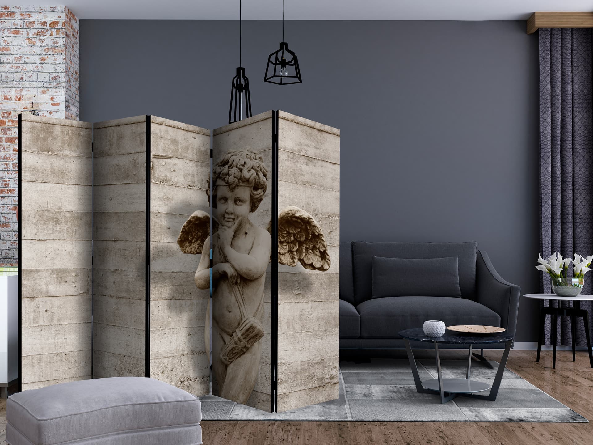 

Parawan 5-częściowy - Anielskie oblicze II [Room Dividers] (rozmiar 225x172)