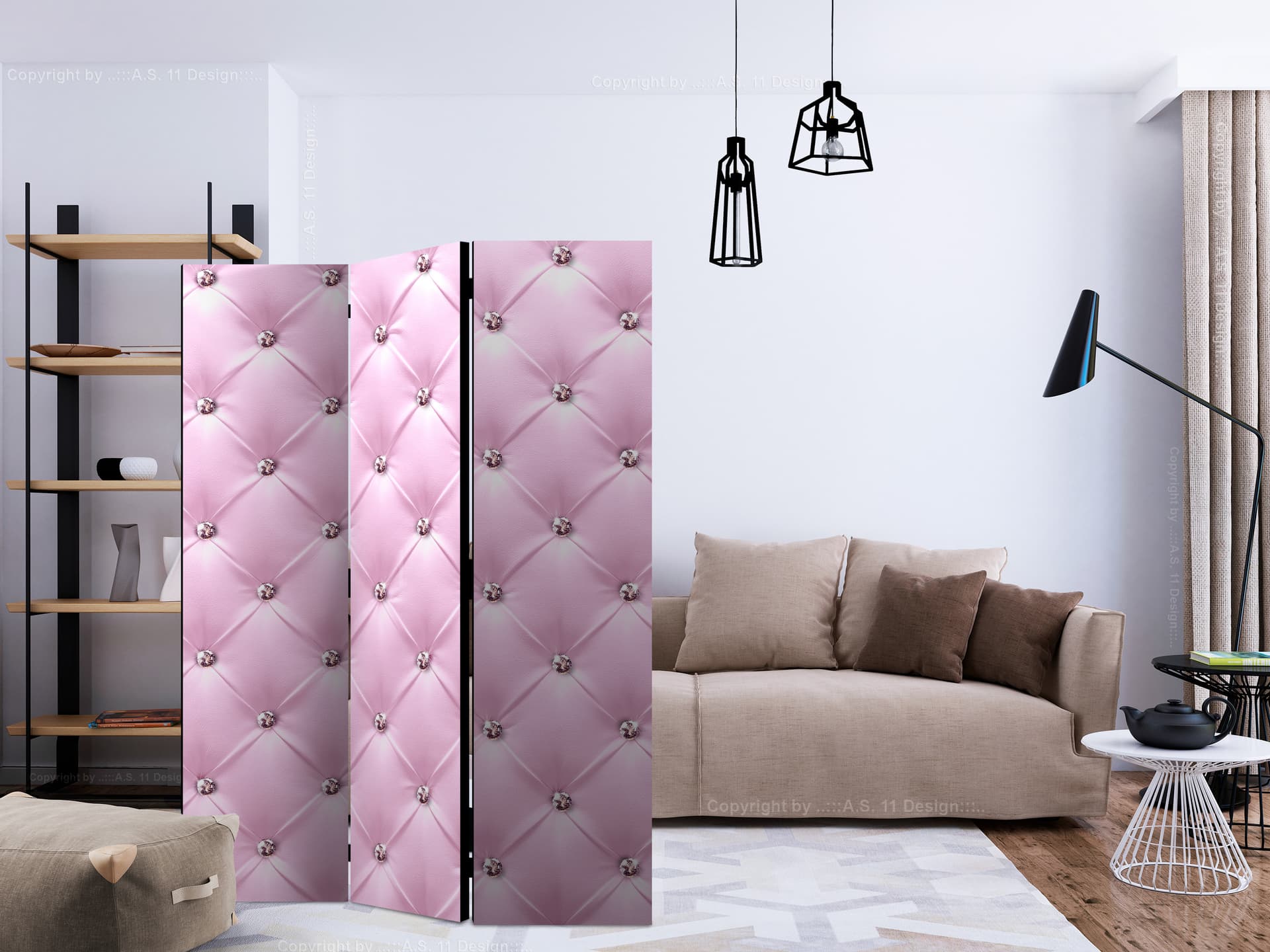 

Parawan 3-częściowy - Różowa dama [Room Dividers] (rozmiar 135x172)