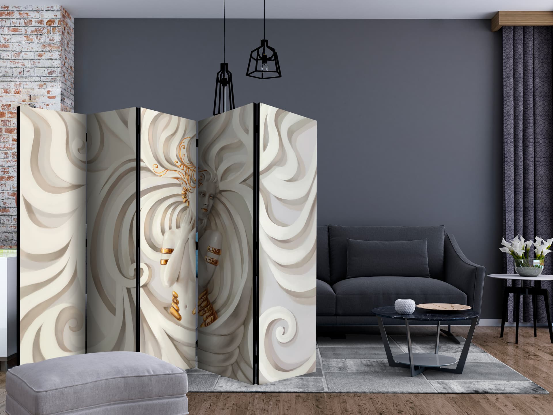 

Parawan 5-częściowy - Bogini w złocie II [Room Dividers] (rozmiar 225x172)