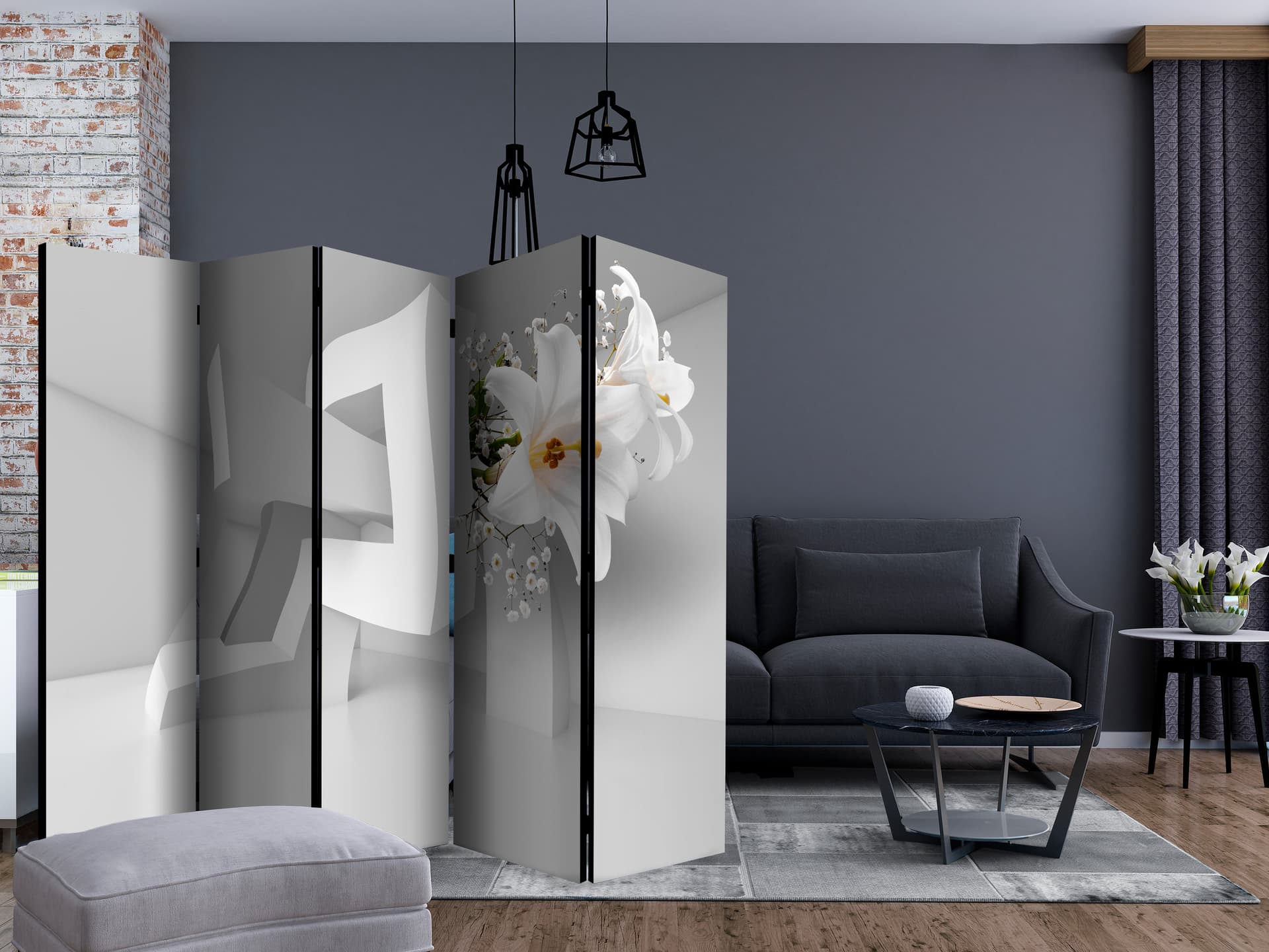 

Parawan 5-częściowy - Zakręcona iluzja II [Room Dividers] (rozmiar 225x172)