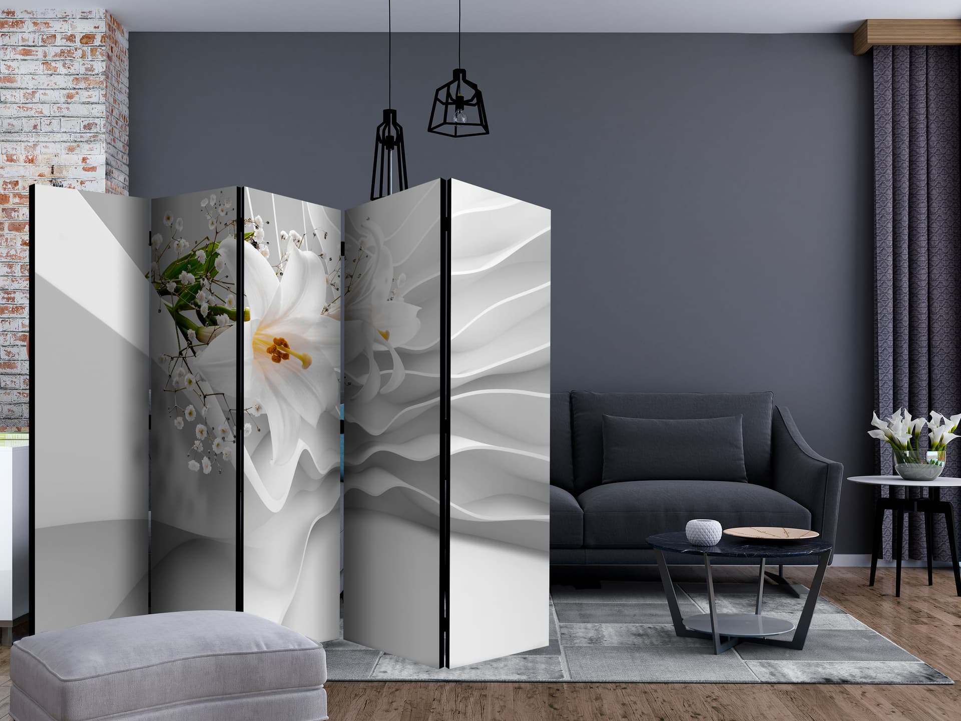 

Parawan 5-częściowy - Kwiaty dla nowoczesności II [Room Dividers] (rozmiar 225x172)