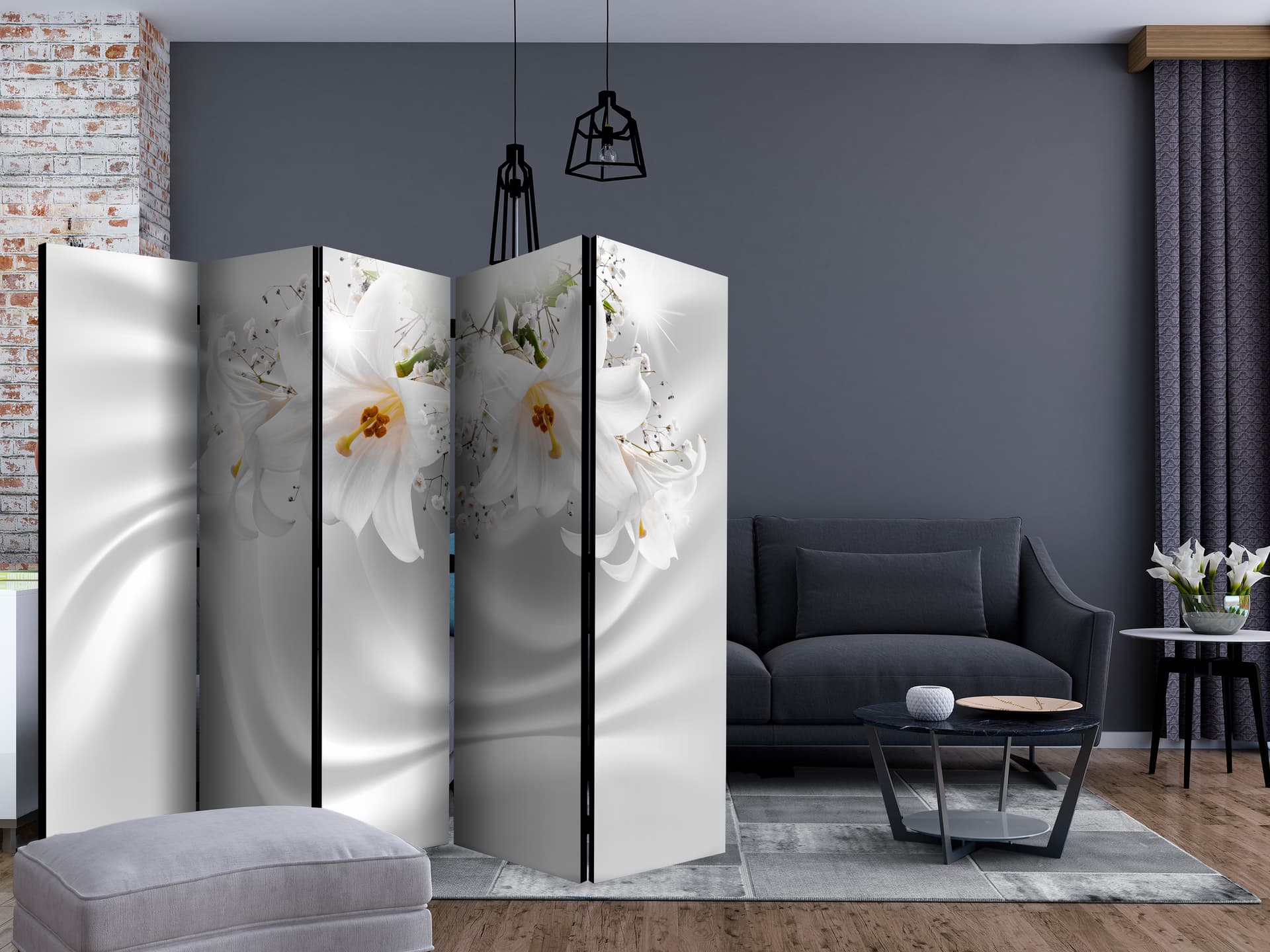 

Parawan 5-częściowy - Królewska biel II [Room Dividers] (rozmiar 225x172)