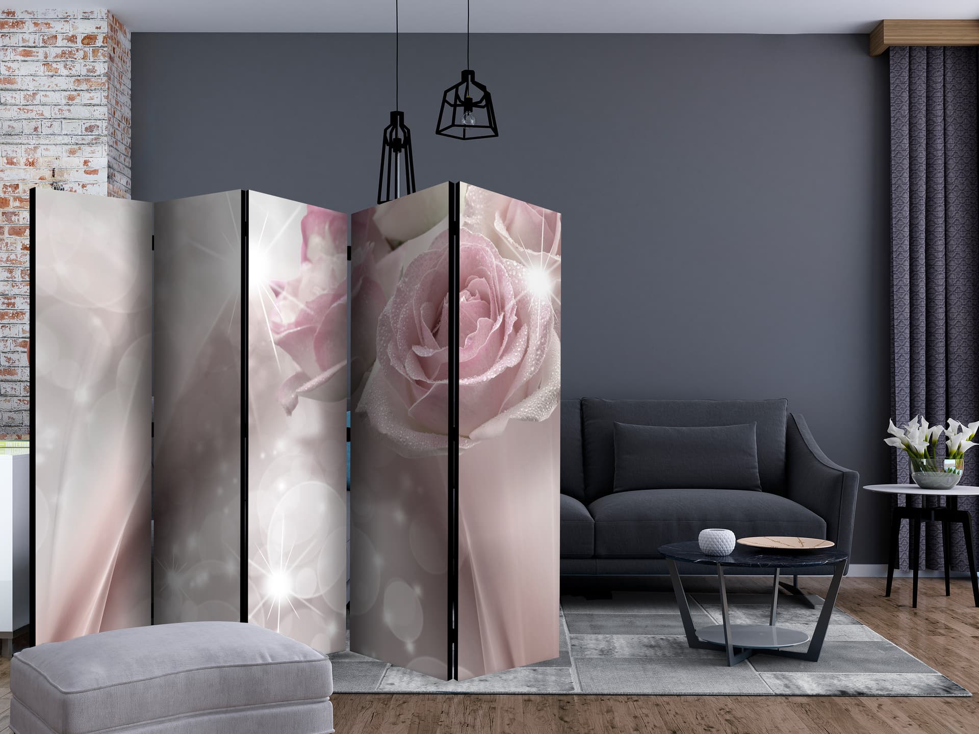 

Parawan 5-częściowy - Zroszone róże II [Room Dividers] (rozmiar 225x172)