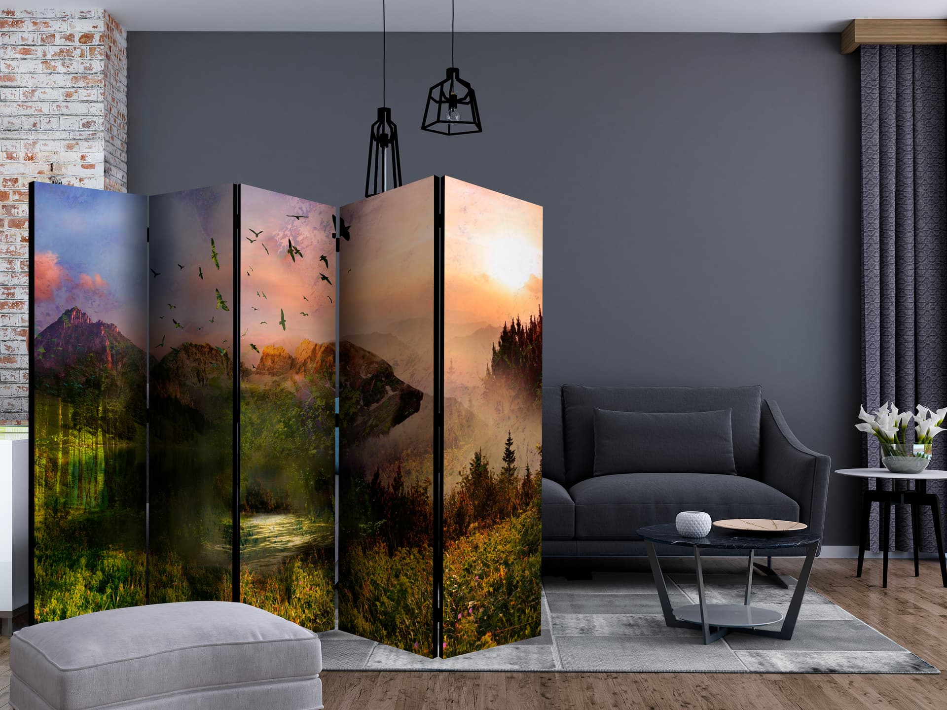 

Parawan 5-częściowy - Niedźwiedź w górach II [Room Dividers] (rozmiar 225x172)