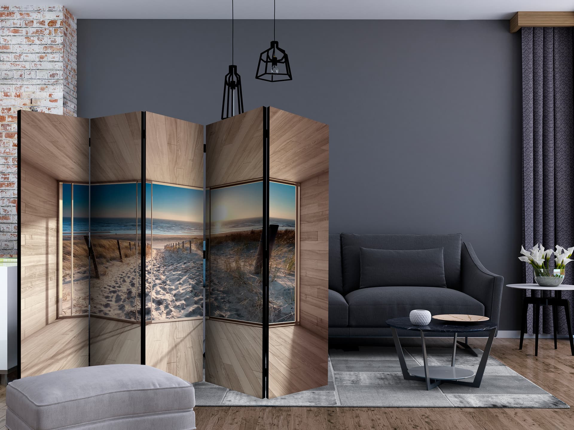 

Parawan 5-częściowy - Modern Lounge: By the Sea II [Room Dividers] (rozmiar 225x172)