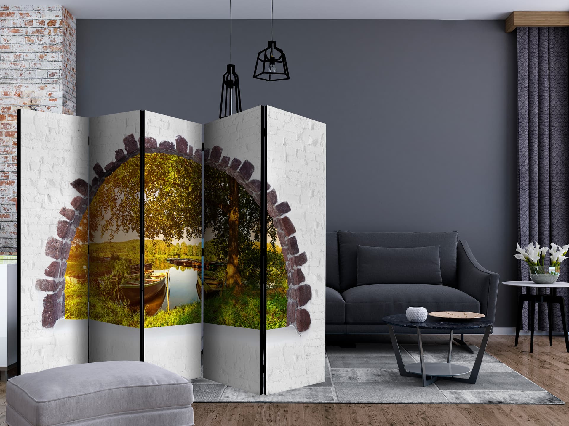 

Parawan 5-częściowy - Lato nad jeziorem II [Room Dividers] (rozmiar 225x172)
