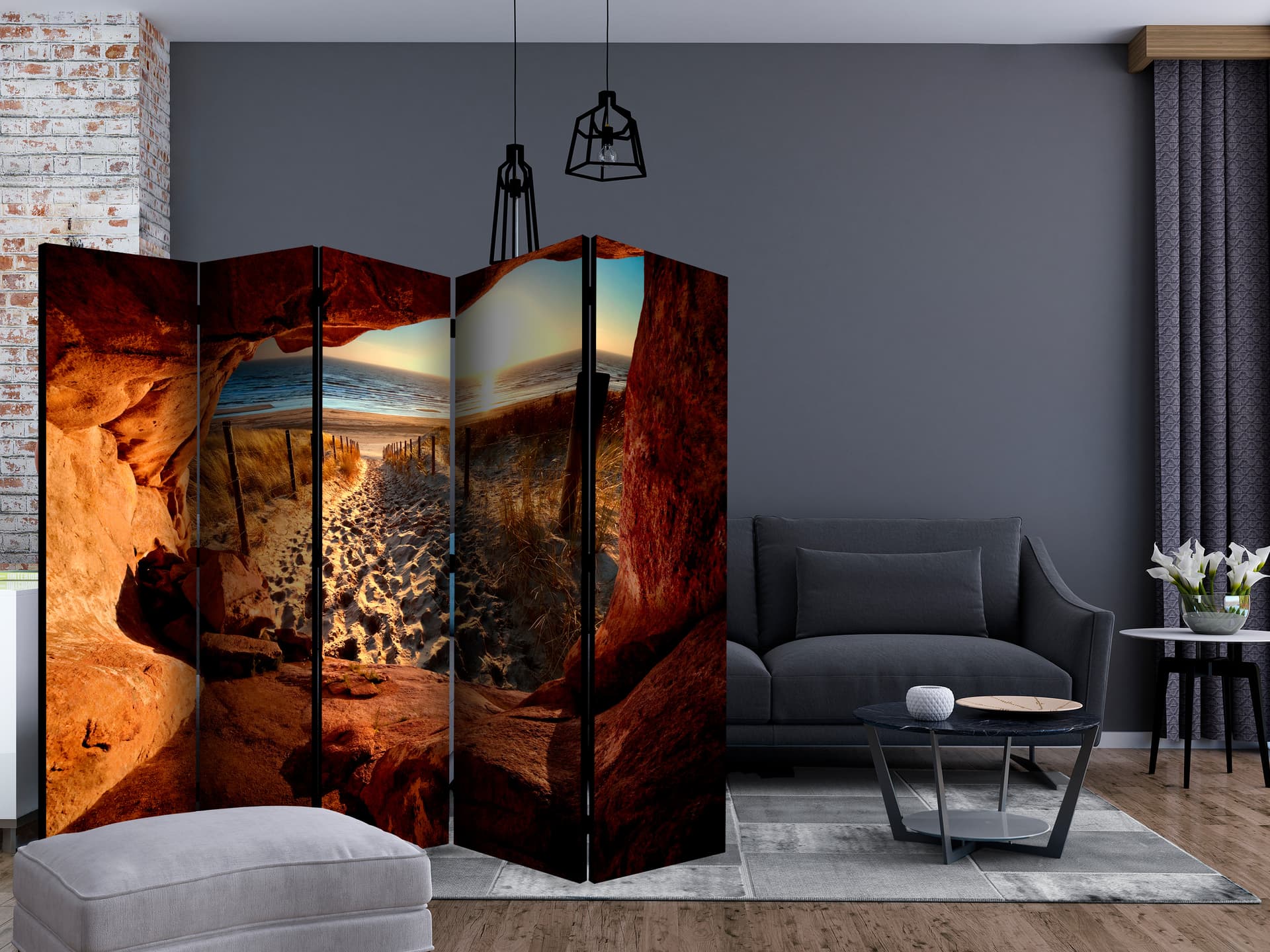 

Parawan 5-częściowy - Jaskinia: Piękna plaża II [Room Dividers] (rozmiar 225x172)