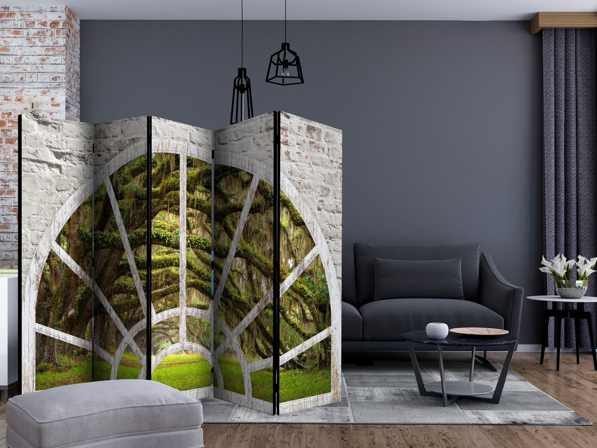 

Parawan 5-częściowy - Okno do Tajemniczego Lasu II [Room Dividers] (rozmiar 225x172)