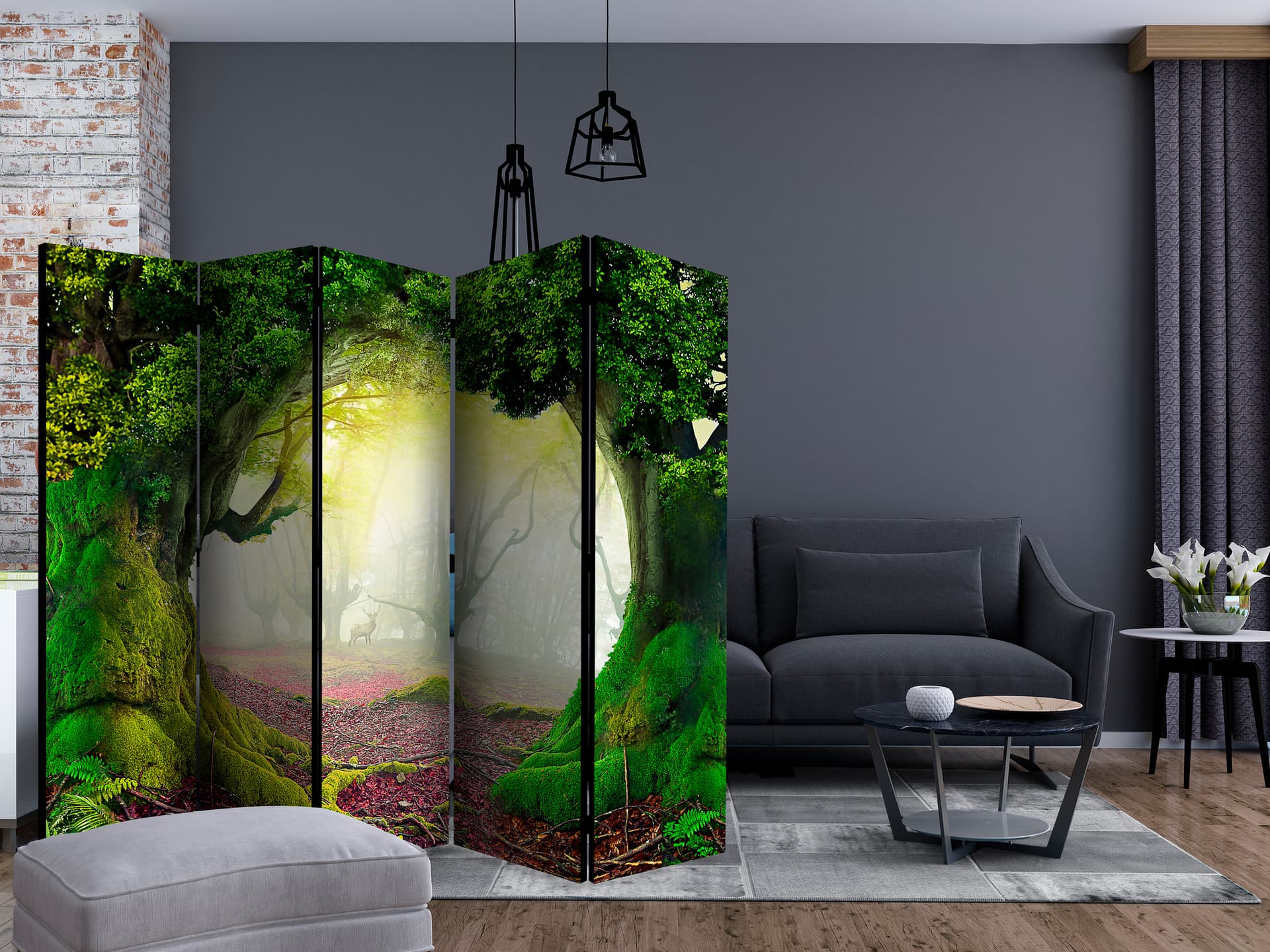 

Parawan 5-częściowy - Zaczarowany las II [Room Dividers] (rozmiar 225x172)