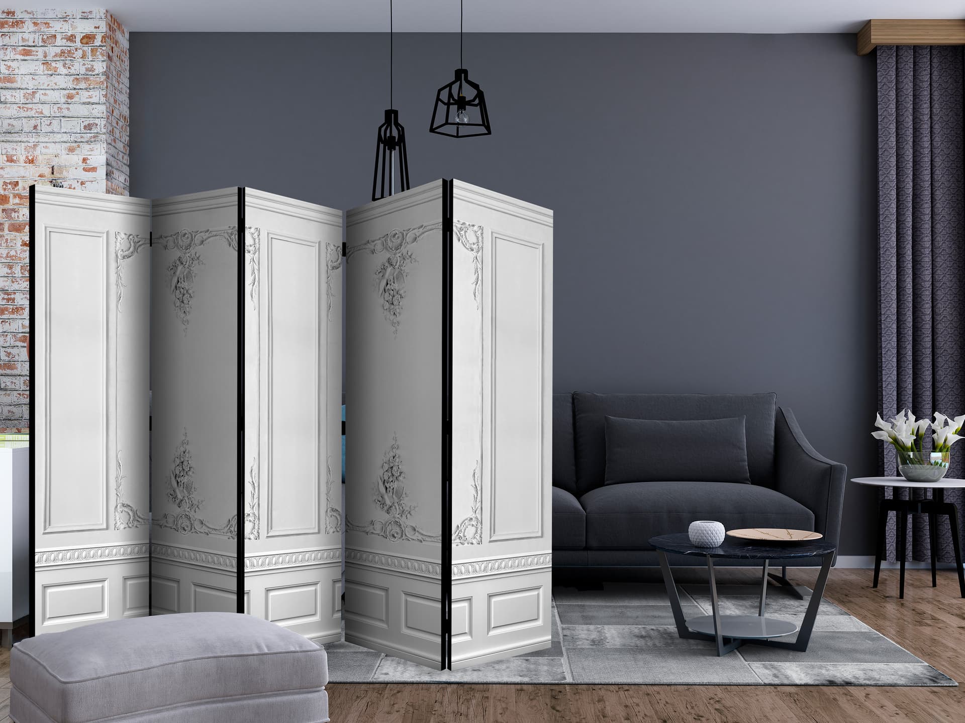 

Parawan 5-częściowy - Ściana pałacowa II [Room Dividers] (rozmiar 225x172)