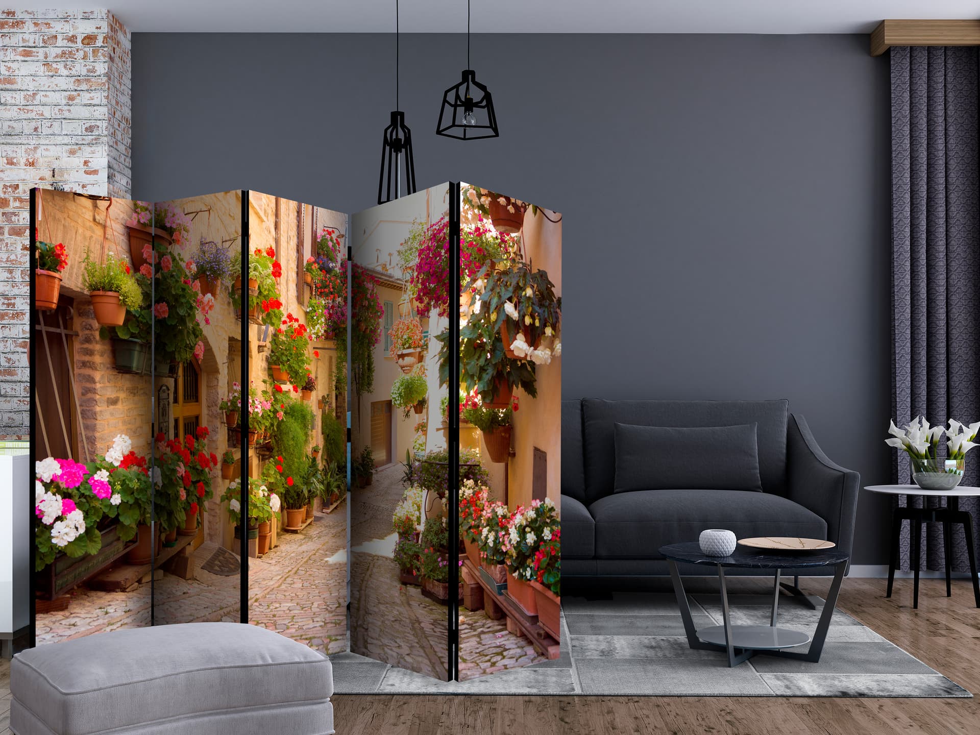 

Parawan 5-częściowy - Uliczka w Spello (Włochy) II [Room Dividers] (rozmiar 225x172)