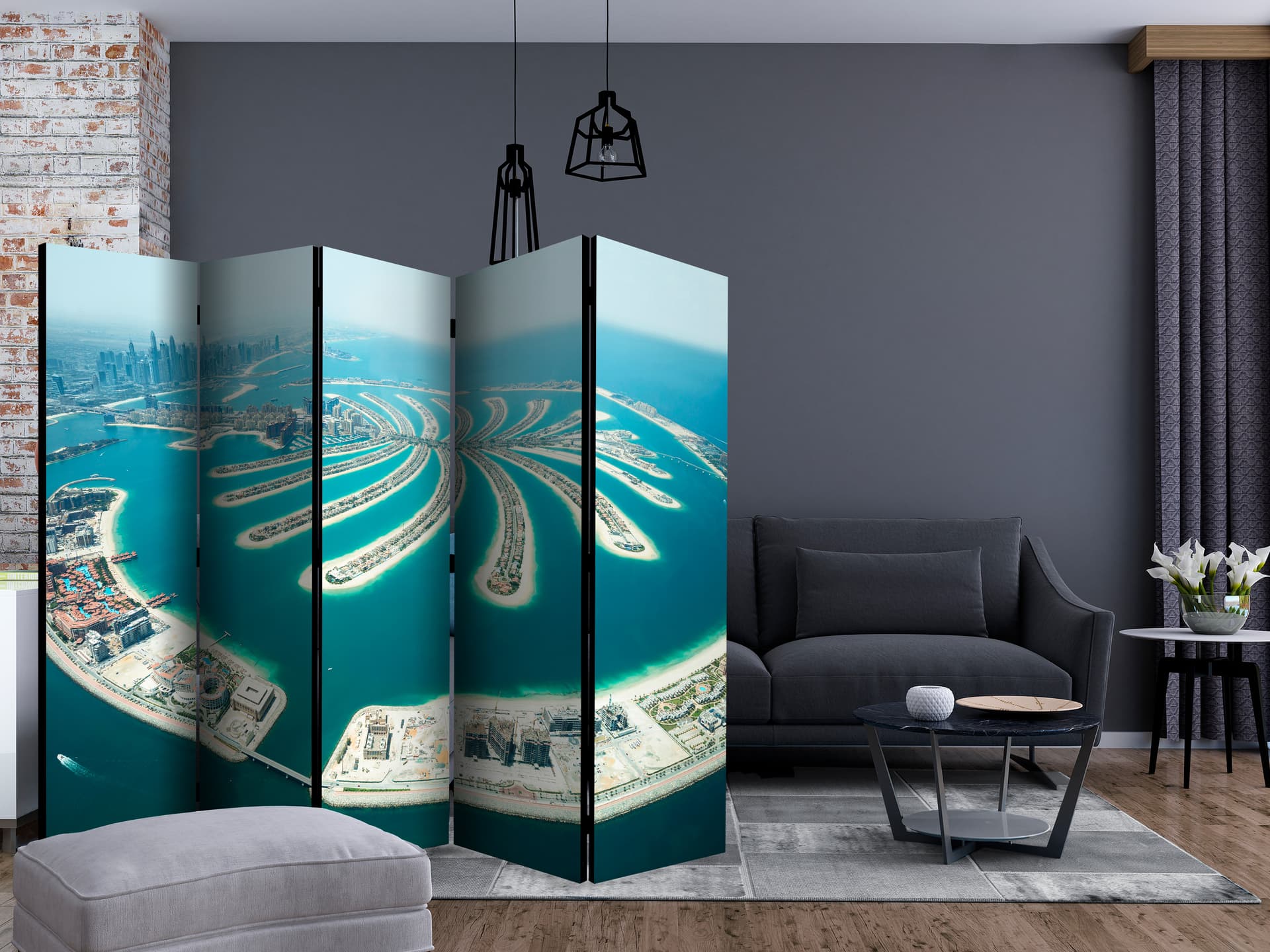 

Parawan 5-częściowy - Dubaj: Wyspa Palmowa II [Room Dividers] (rozmiar 225x172)
